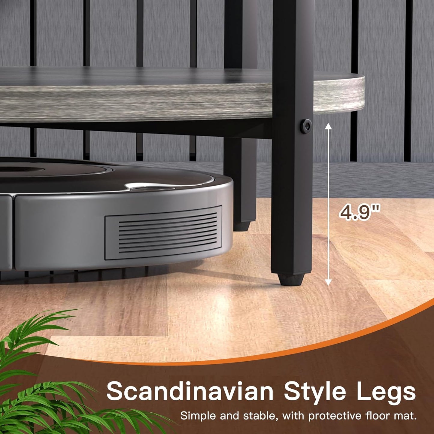 Coffee Table, 2 Tier Coffee Tables for Living Room, Round Coffee Table with Storage, Floor Table for Bedroom, Home Office, Dark Gray (27.6" D x 17.7" H)