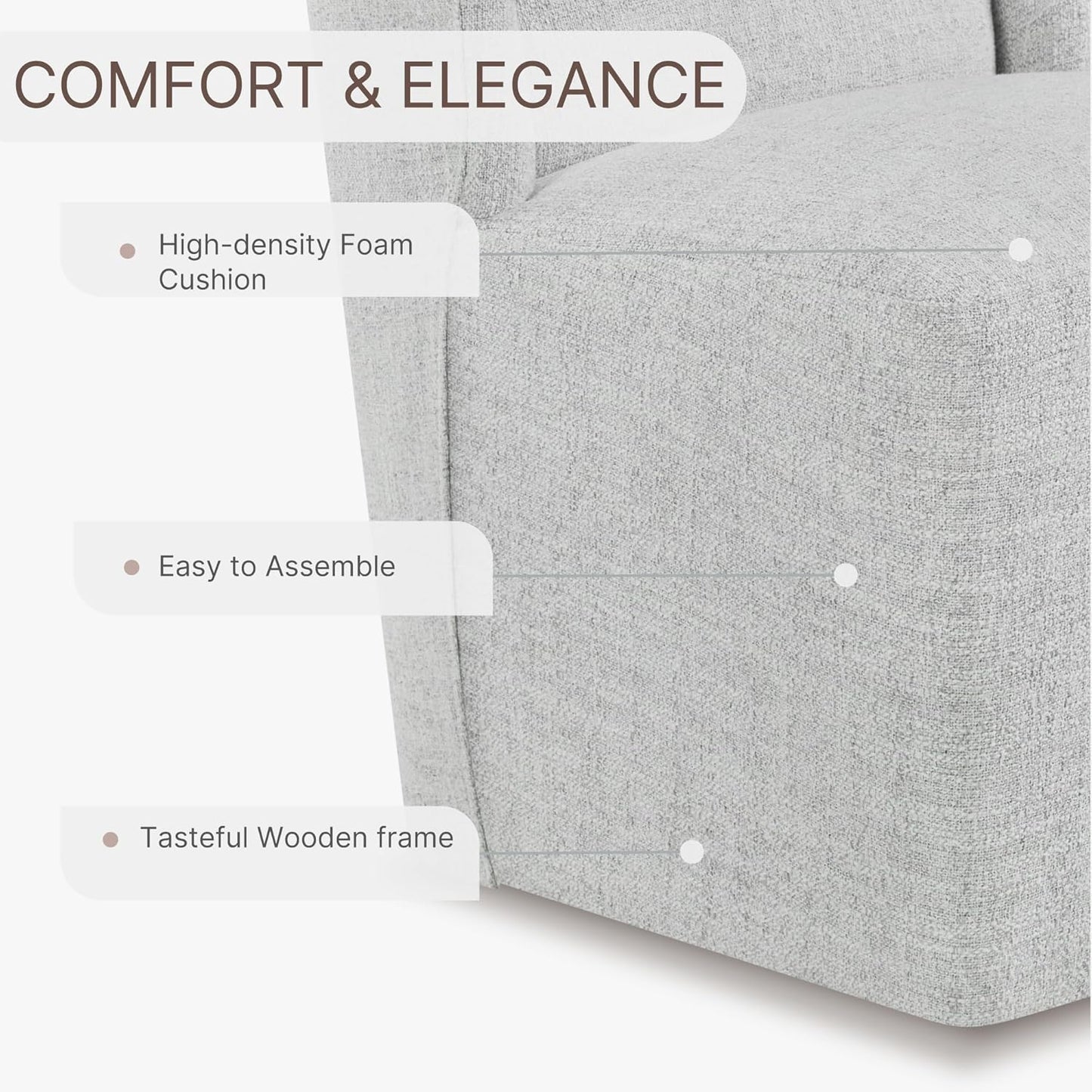 Dining Chairs with Casters Require Assembly Upholstered Wingback Single Sofa Armless Deskchair for Bedroom Waiting Room Kitchen Diningroom