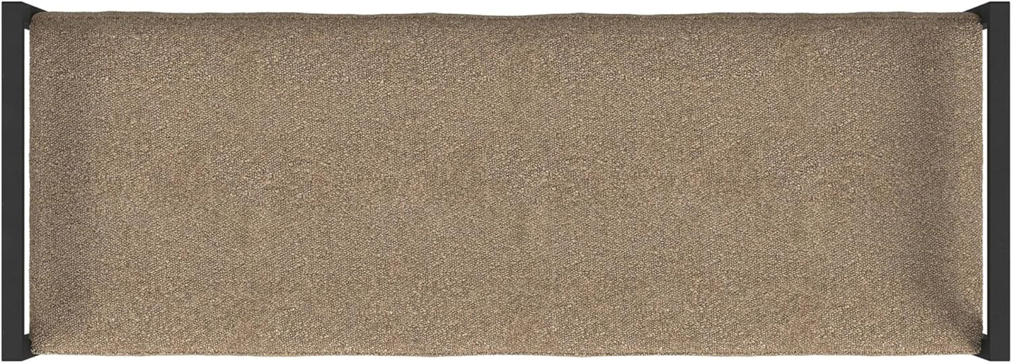 HomePop Modern Metal Bench|Bench for Living Room & Bedroom | Decorative Home Furniture - Brown Boucle