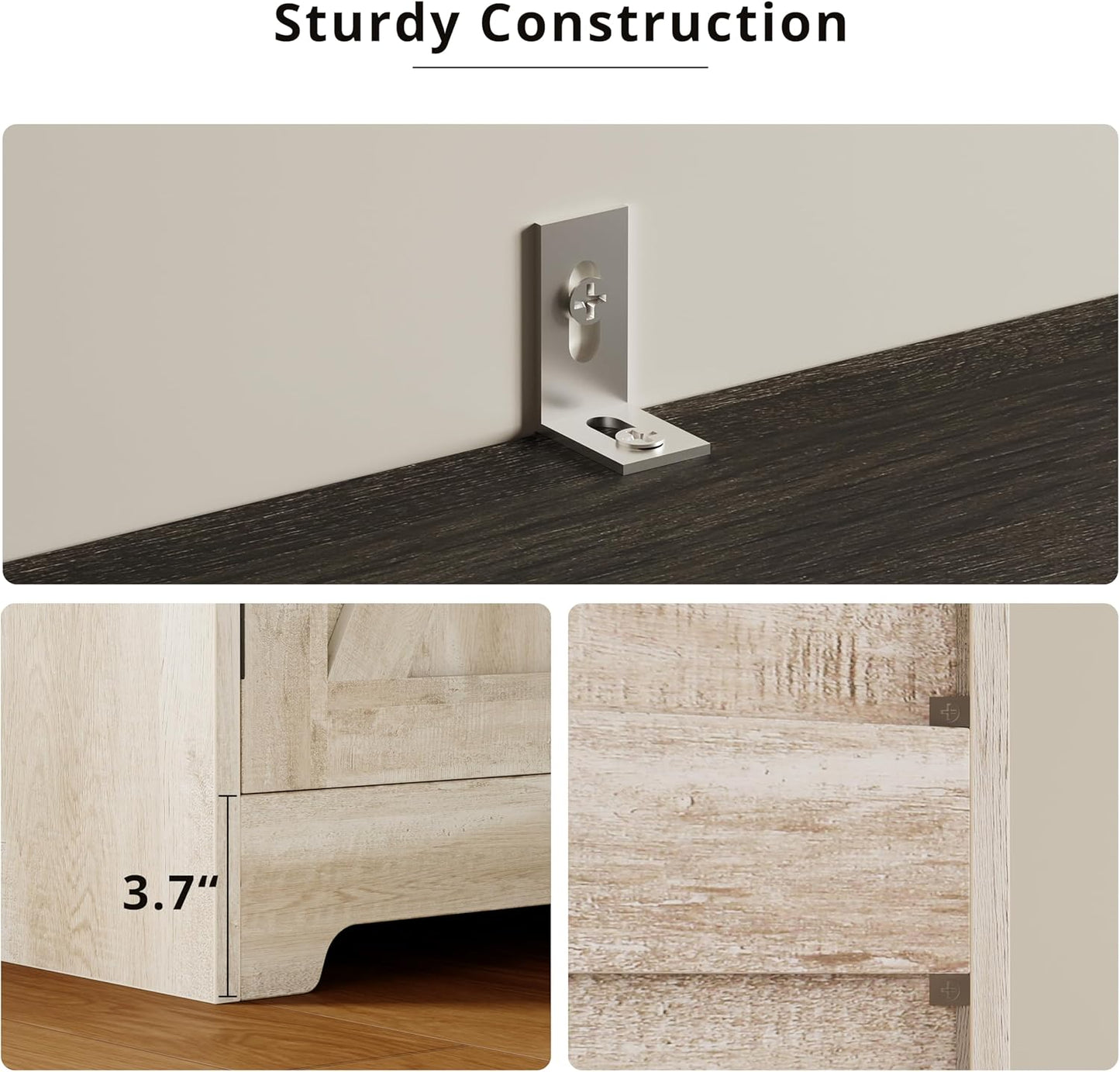 IRONCK Buffet Cabinet with Storage, Sideboard Storage Cabinet, Kitchen Cabinet with Drawers and Doors, Charcoal Grey and Beige Maple