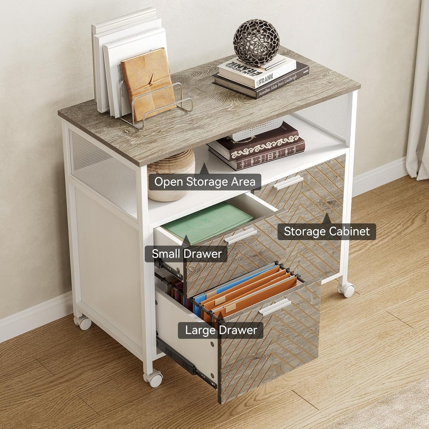 LITTLE TREE 63-Inch Office Desk with 31.5-Inch Lateral File Cabinet, Study Writing Desk Computer Desk for Home Office