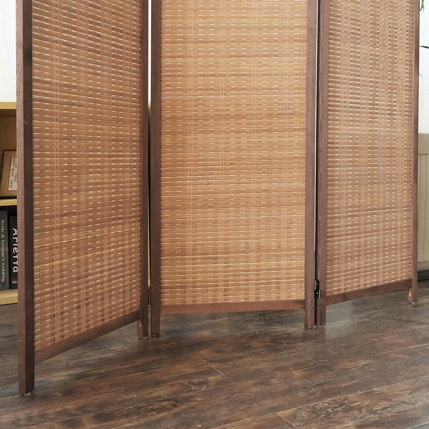3 Panel Room Divider and Folding Screen Room Divider,Bamboo Room Divider Screen for Room Separation,67" H x 46" W