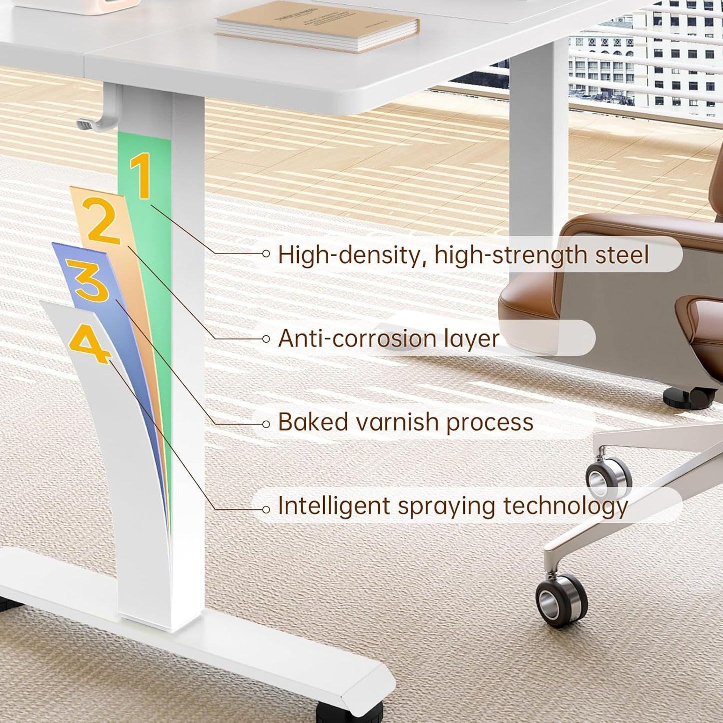 Veken 63x27.6 Inch Large Electric Standing Desk, 4 Memory Heights Adjustable,Sit to Stand Up, Work Home Office Computer Table for Walking Pad, Gifts for Dad, Wooden Desktop Desks, White