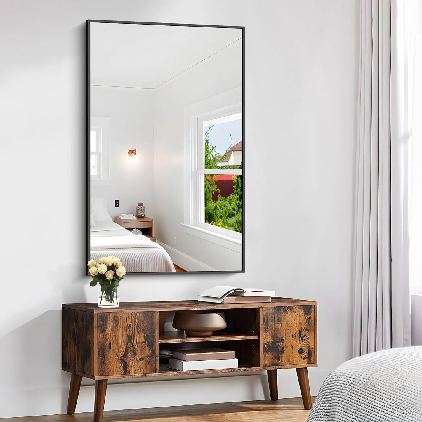 KOCUUY Black Rectangle Mirror, 30"x48" Bathroom Mirrors for Over Sink, Large Black Wall Mounted Mirror, Metal Framed Mirror for Wall, Vanity Mirror for Bathroom Living Room Bedroom Dining Room
