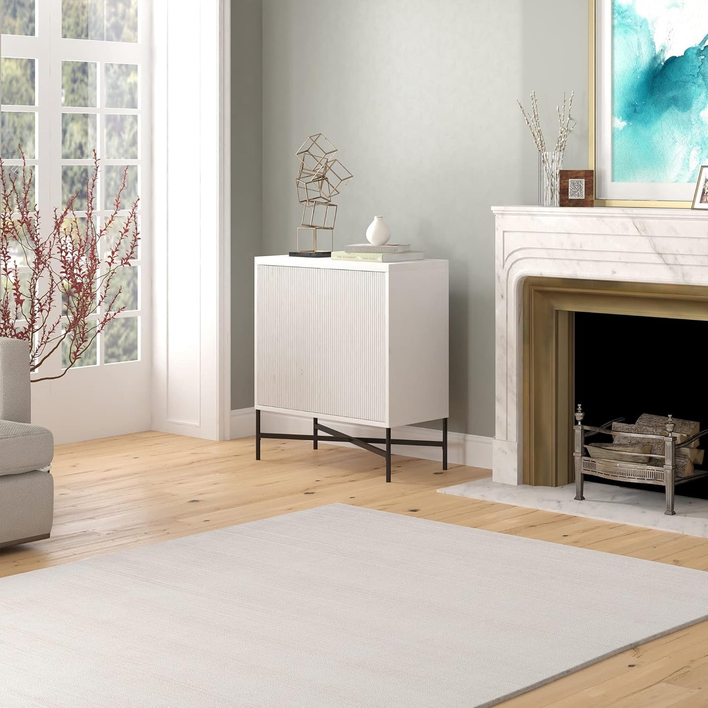 Henn&Hart Brighton Accent Cabinet, 28" Wide, White