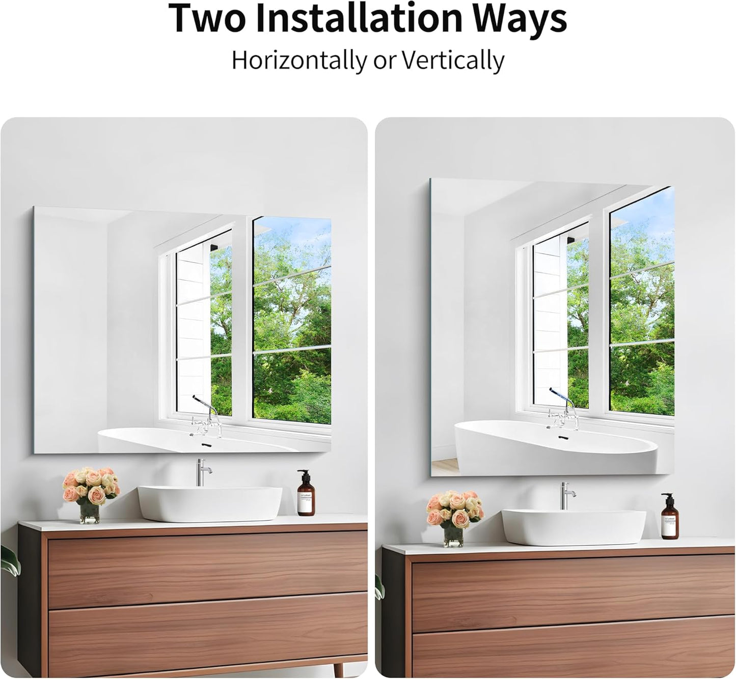 KOCUUY Frameless Bathroom Mirror, 30"x36" Frameless Mirror for Bathroom Sink, Unframed Mirrors for Wall Upgraded Shatterproof Design, Modern Decorative for Bedroom, Living Room, Entryway