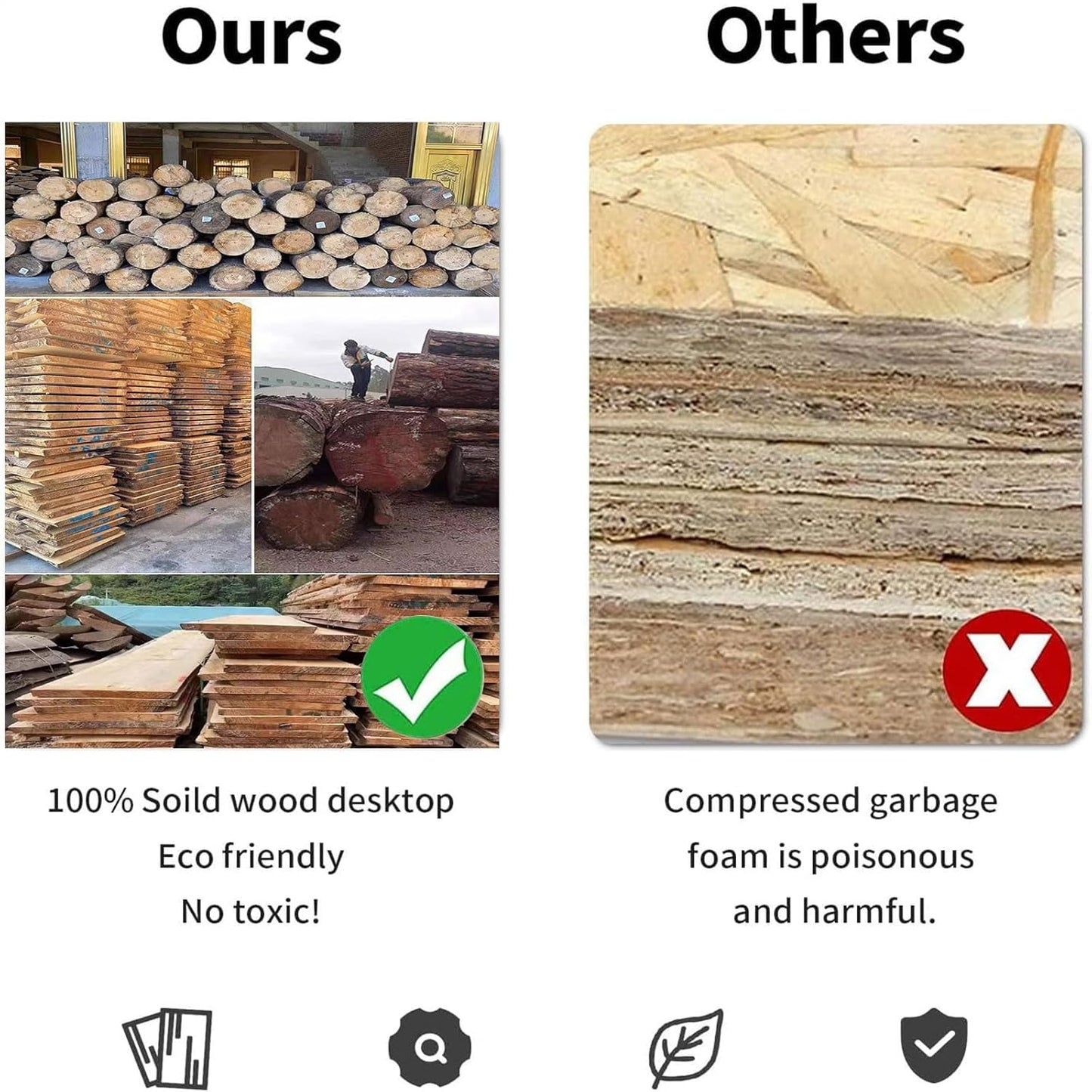 Solid Wood Dining Table Modern Minimalist Durable Stylish for Office and Home Flexible Use as Dining Table or Office Desk Perfect for Kitchen Dining Room Living Room(63*27.5*29.5)