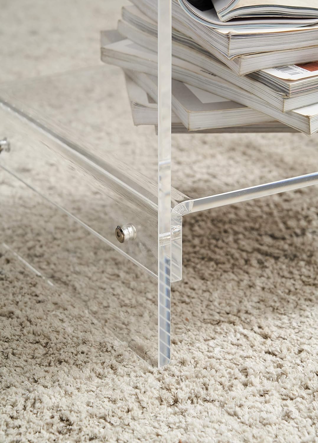 Clear Acrylic End Table,2-Tier,Nightstand for Living Room and Bedroom,Easy Assembly,18x12 inch,22 inch high