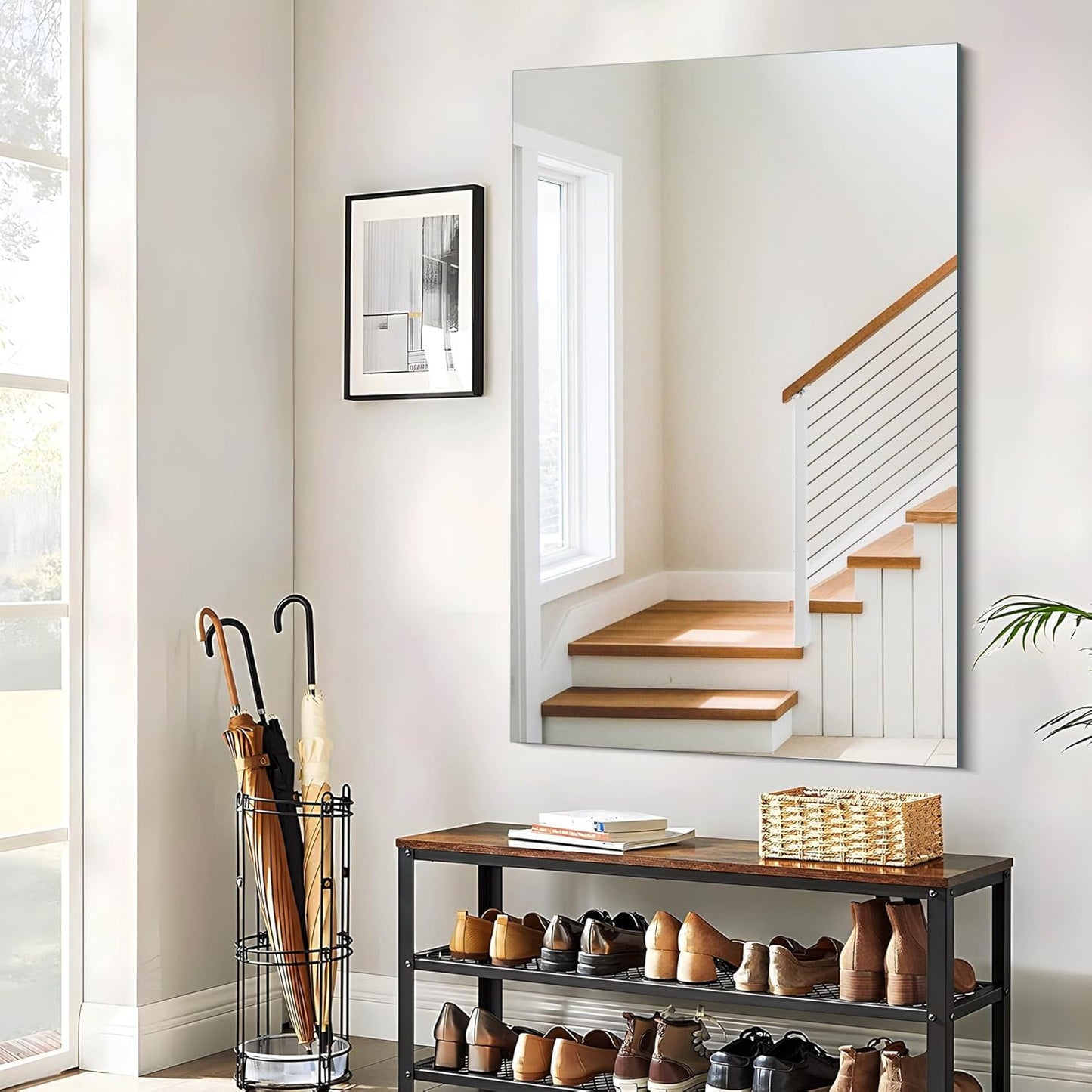 Frameless Mirror, 30x48 inch Rectangle Bathroom Mirrors for Wall, Upgraded Shatterproof Large Vanity Mirror Over Sink with Polished Edge for Bathroom,Bedroom,Living Room and Entryway