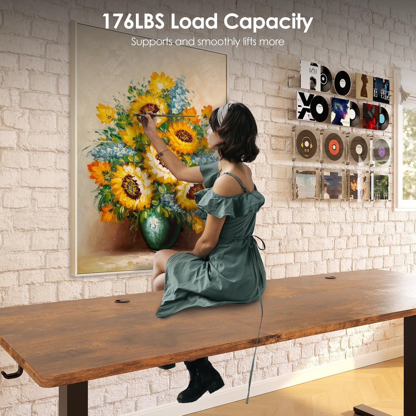 Monomi Electric Standing Desk, 79 x 31.5 inches Height Adjustable, Ergonomic Home Office Sit Stand Up Desk with Memory Preset Controller (Rustic Brown Top/Black Frame)