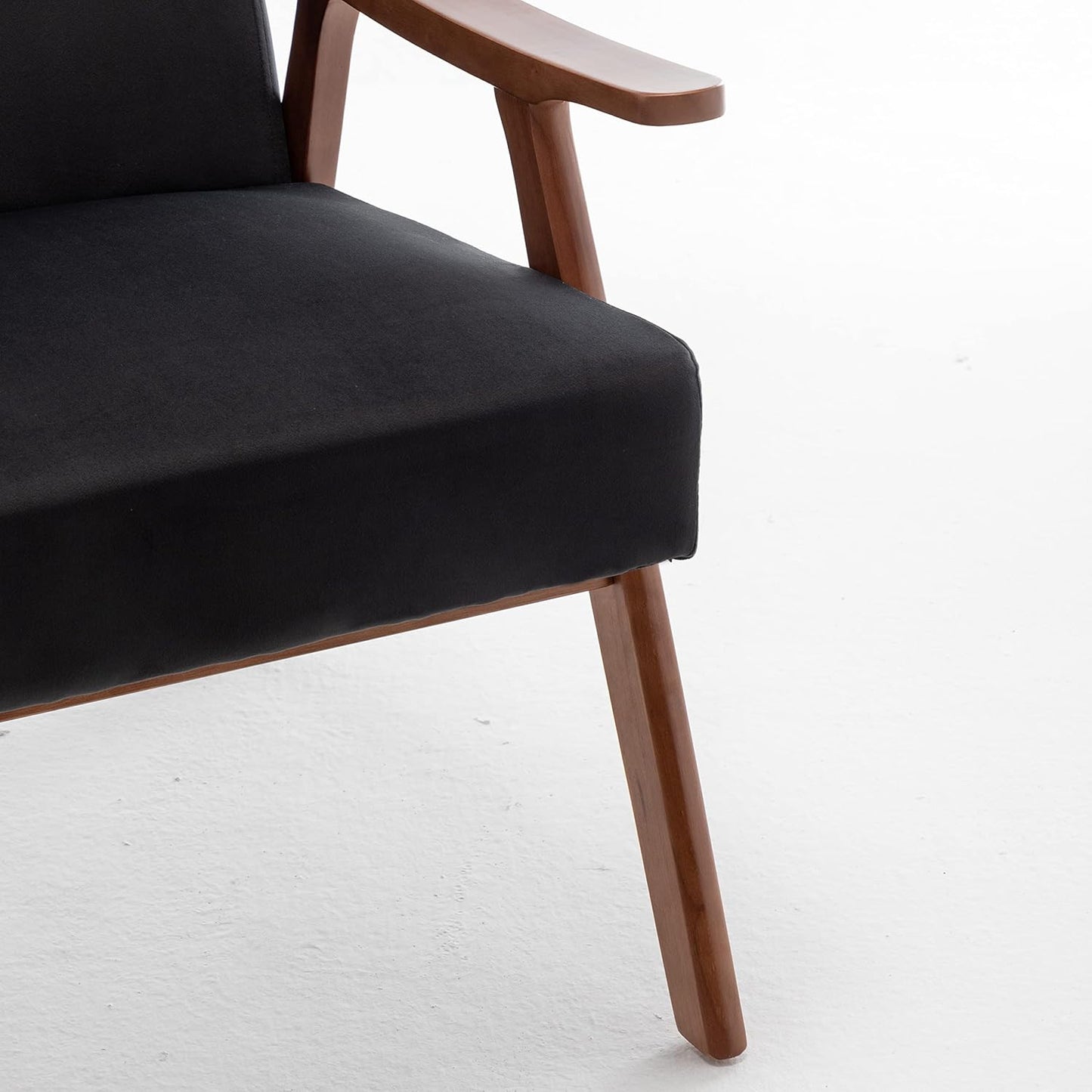 Container Furniture Direct Accent Chair with Microfiber Upholstery and Solid Wood Frame, Classic Mid-Century Modern Living Room Furniture for Extra Seating, Black