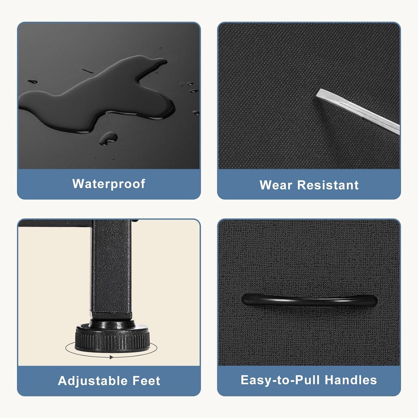 DUMOS Nightstand Set of 2, Small Dresser with 2 Fabric Drawers Side Bedroom End Table Kids Bedside Storage Furniture for 25 inch Tall Night Stand for Closet, Entryway, College Dorm, Classic Black