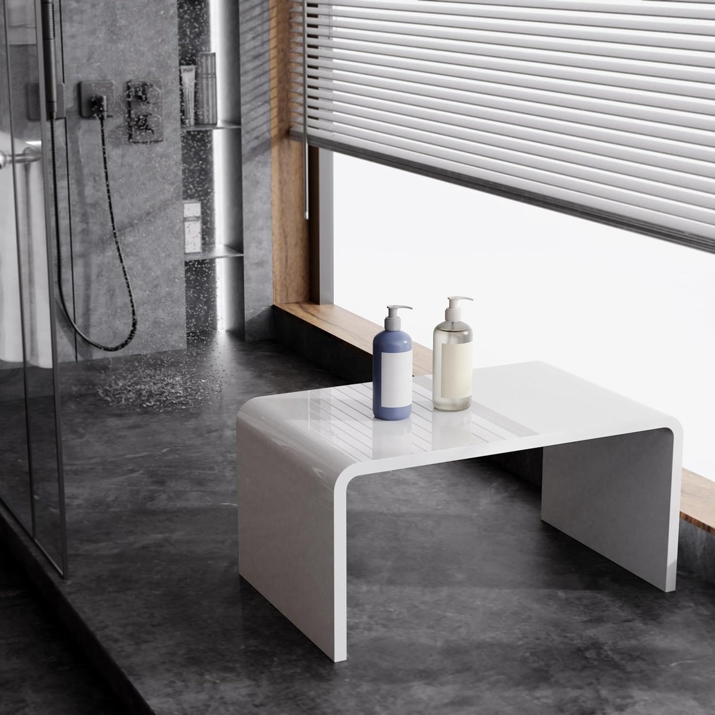 Acrylic Coffee Table for Small Couch, Premium Coffee Tables for Living Room, Modern Waterfall White End Table with Round Edges, Bedroom, Bathroom, Office (24"x15"x12")