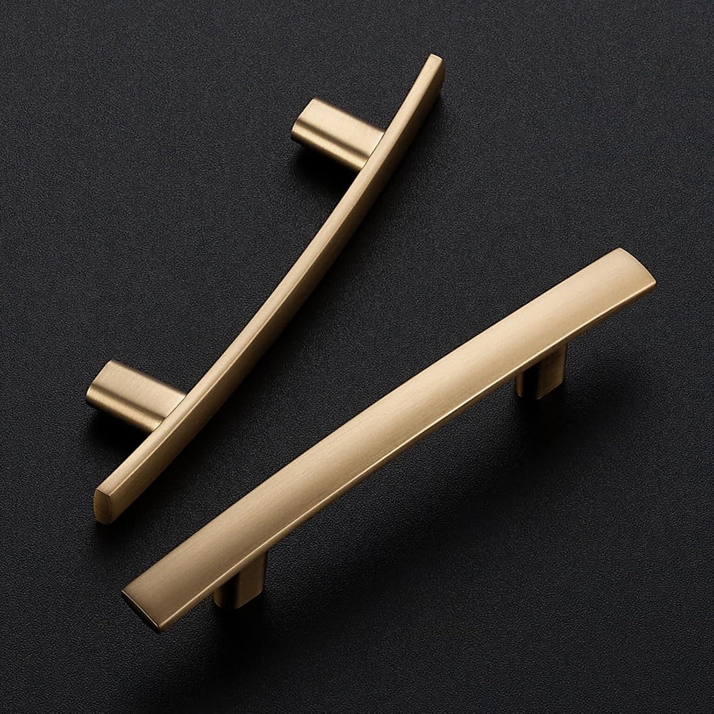 10 Pack Cabinet Handles 3" Hole Center - Curved Cabinet Pulls Champagne Bronze Drawer Pulls for Kitchen Cupboard Solid Handles for Dresser Drawer Arch Closet Hardware