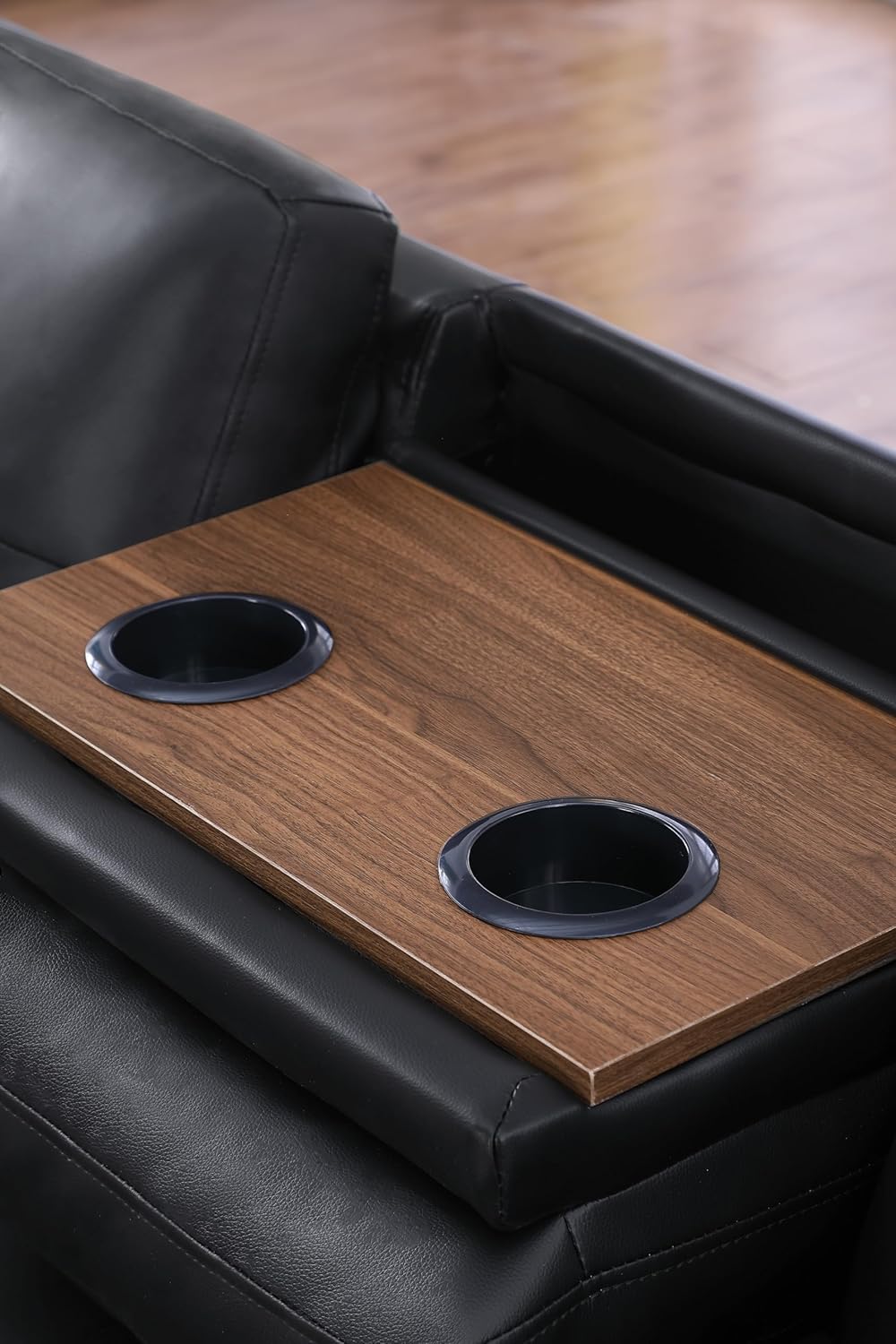 Ball & Cast 98" L Shaped Sectional Couch for Living Room with Chaise & Coffee Table,4 Seat Faux Leather Upholstered Modular Sectional Sofa Set 2 PCS W/Cup Holders & Nailhead Trim,for Home,Office,Black