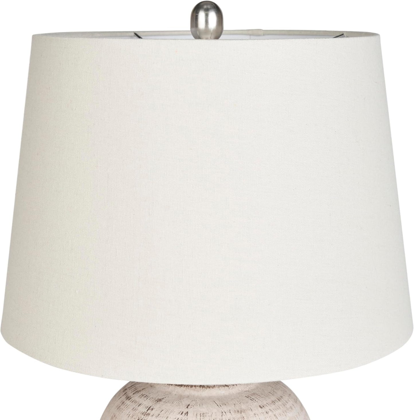 Nourison Home 23" Distressed Cream/Beige Rustic Ceramic Jar Table Lamp for Bedroom, Living Room, Dining Office, with Ivory Shade