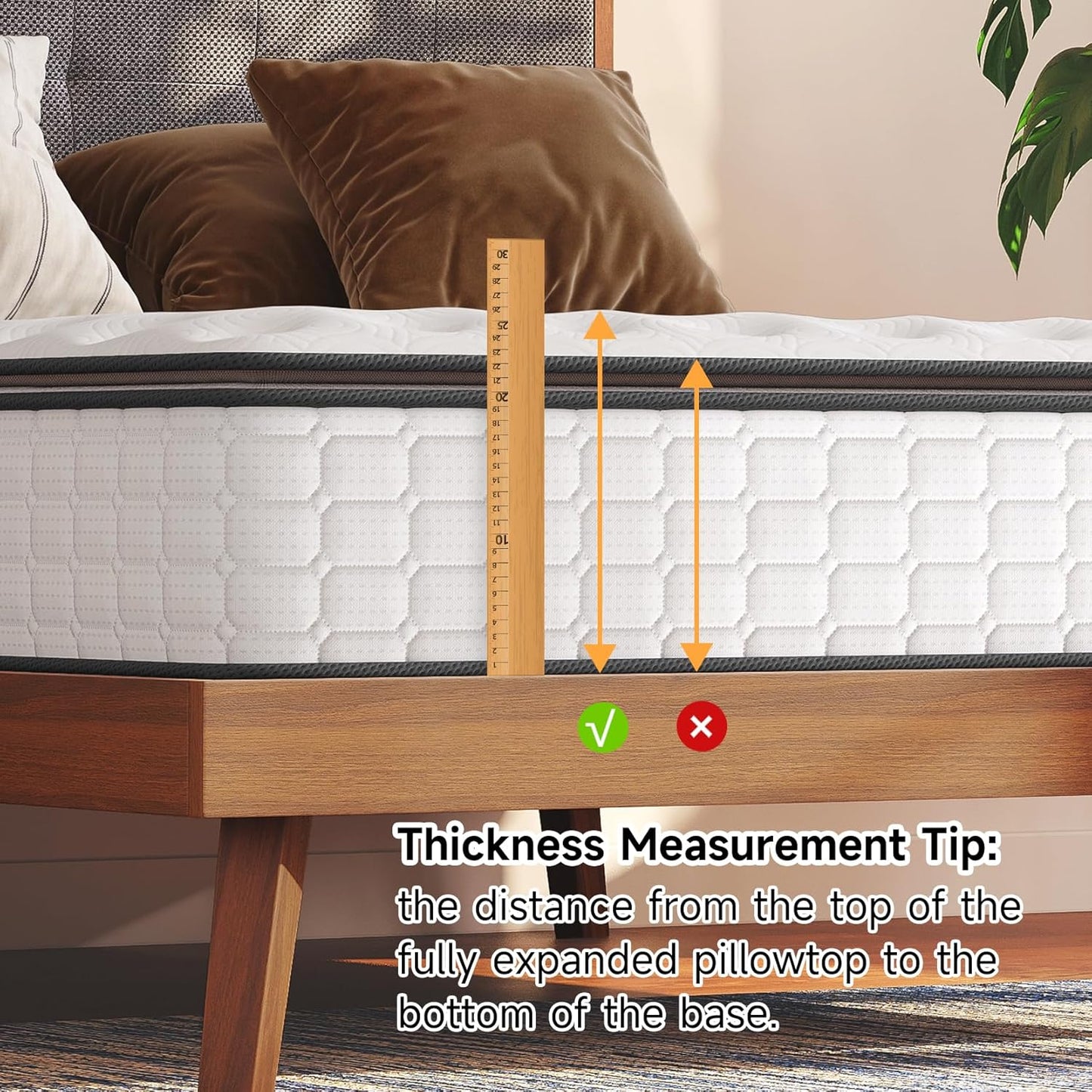 Vesgantti Full Size Mattress, 10 Inch Hybrid Full Mattress in a Box, Pillow Top Double Bed Mattresses, Foam and Pocket Coils Innerspring Mattresses, Pressure Relief, Medium Firm Plush Feel