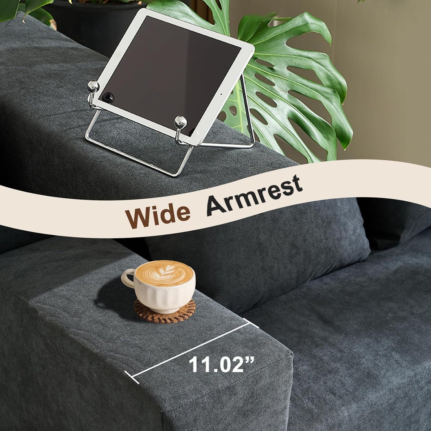 103" Cloud Sectional Sofa, Boneless L-Shape Couch with Chaise, Modern Minimalist Modular Couch for Living Room, Free Combination, Deep Seat, No Assembly Required, Dark Grey, R