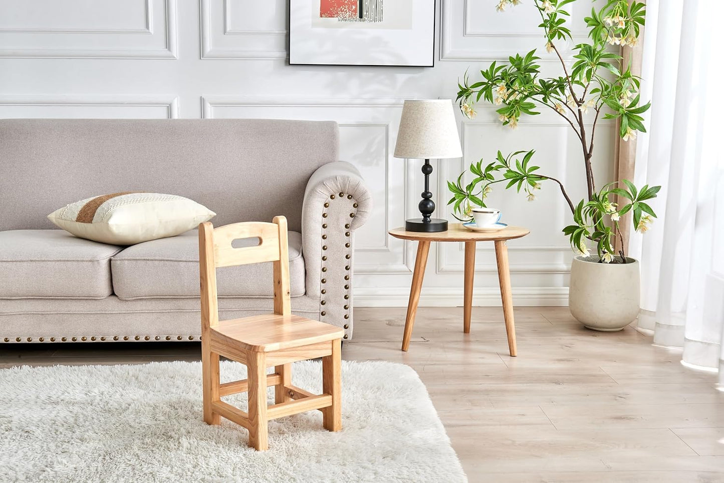 Pure Wood Solid Wood Children Chair for Kids, Kindergarten and Kids' Home Furniture-Natural(2 Same Chairs)