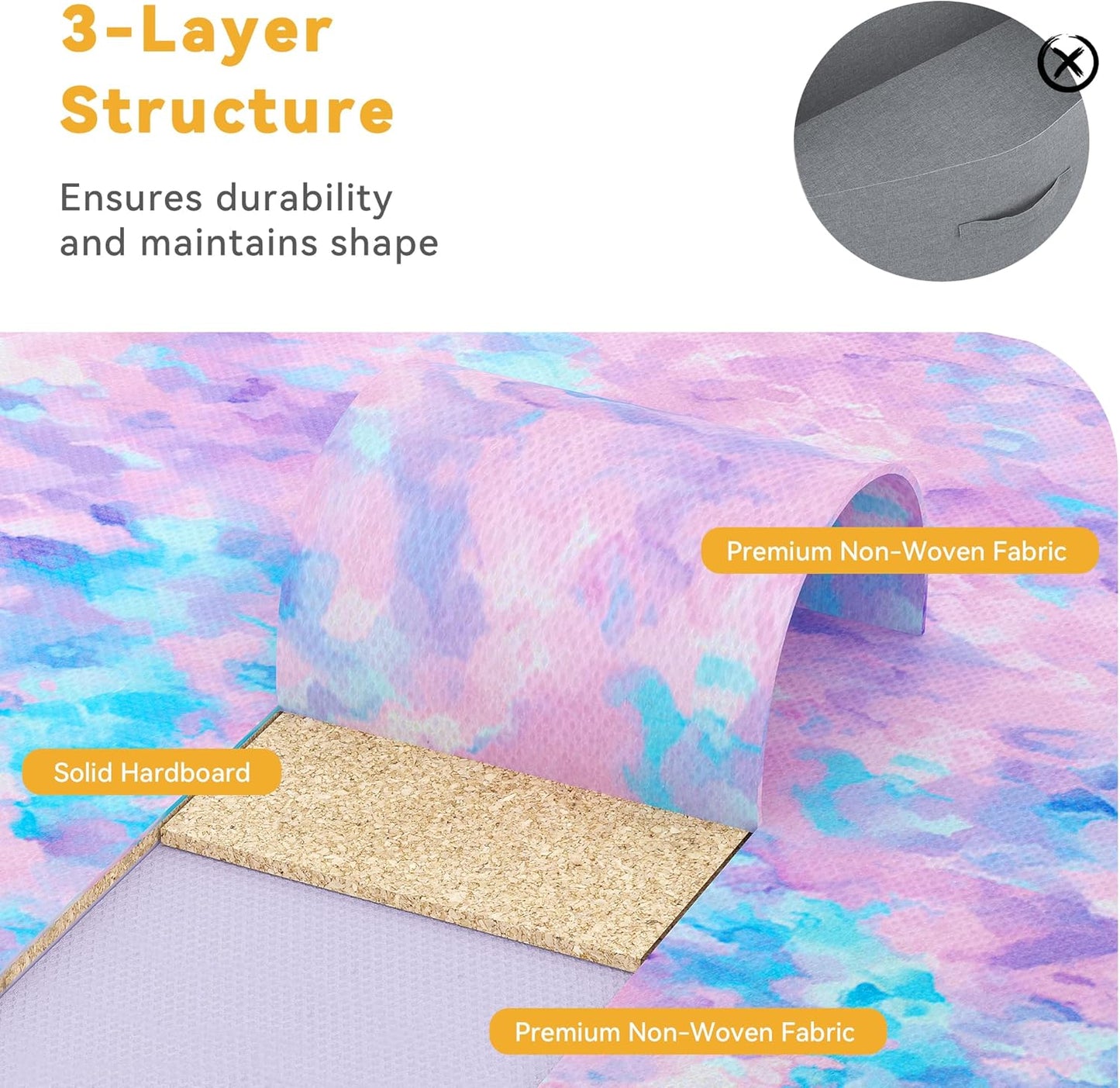 DWVO Dresser with 4 Drawers - Storage Tower Unit, Dresser for Bedroom, Living Room, Closets - Sturdy Steel Frame, Wooden Top & Easy Pull Fabric Bins, Purple