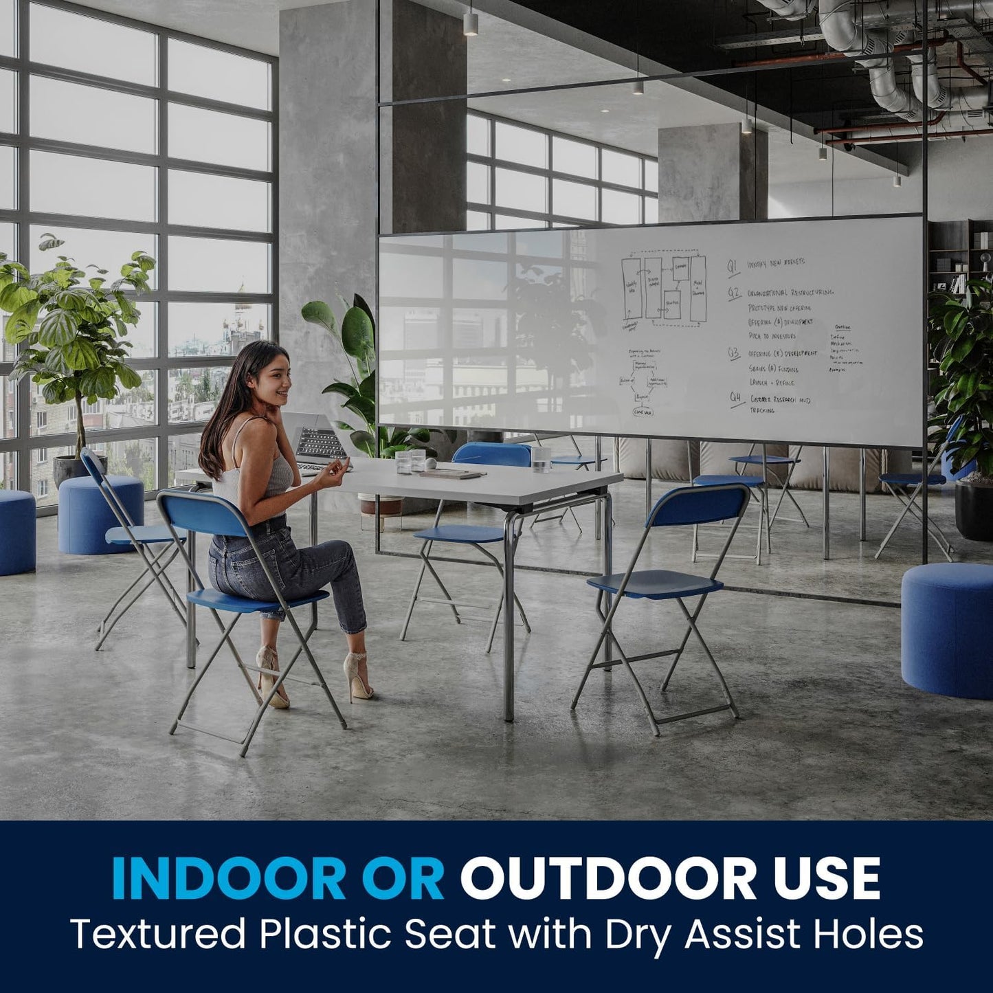 Flash Furniture Hercules Series Plastic Folding Chair - Blue - 6 Pack 650LB Weight Capacity Comfortable Event Chair-Lightweight Folding Chair