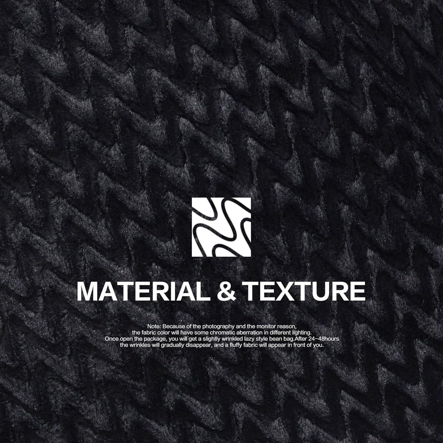 Hobestluk 6ft Bean Bag Chairs for Adults Large Beanbag Chair with Chevron Plush Fur Cover Big Bean Bag Chair for Living Room Bedroom Dorm Office - Black (70" x 70" x 15")