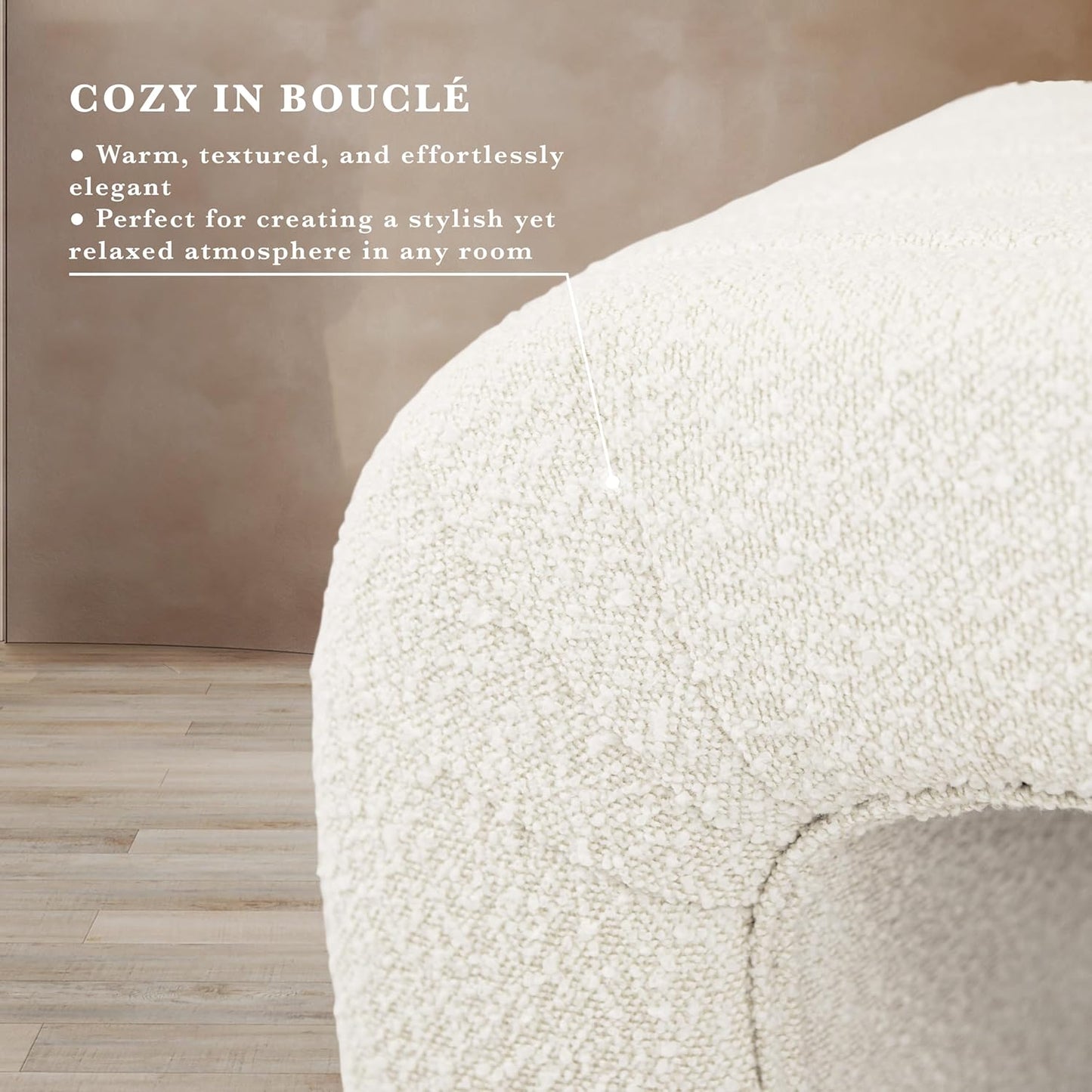 HomePop Arch Channel Bench|Bench for Living Room & Bedroom | Decorative Home Furniture - Cream Boucle