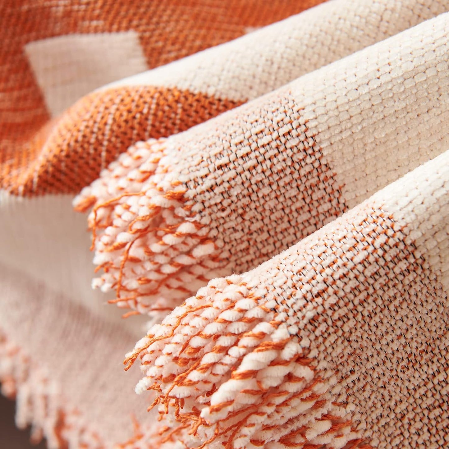 STACYPIK Thick Warm Orange Sofa Cover Armchair Slipcovers Boho Geometric Couch Cover for Sectional Sofa Caramel Loveseat Cover Anti-Slip Chenille Couch Protector for 2 Cushion Couch Home Decor-71X90IN