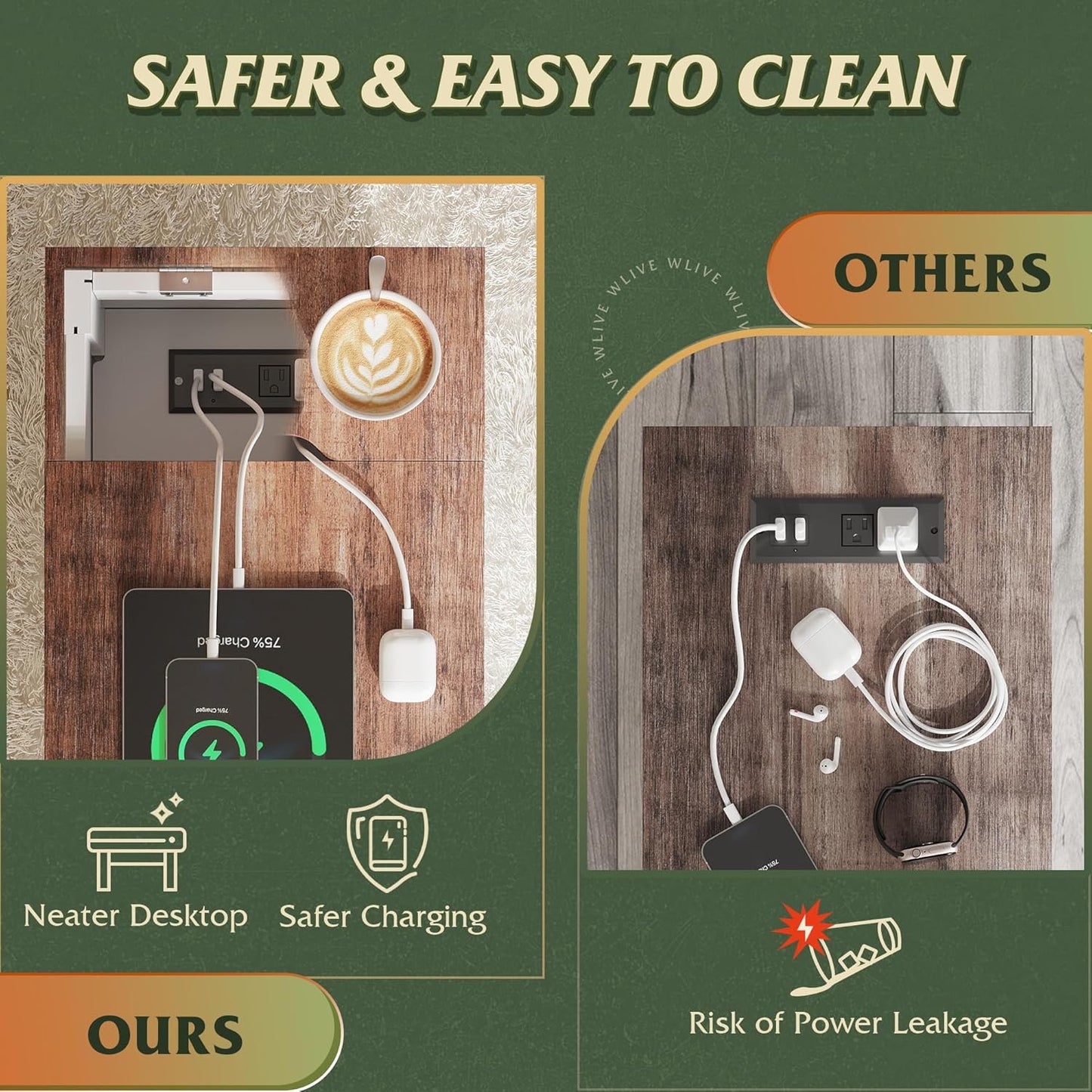 WLIVE White Farmhouse End Table for Living Room, Narrow Side Table with Charging Station, Night Stand with Storage, Small Wooden Cabinet with USB Ports and Outlets for Bedroom, White