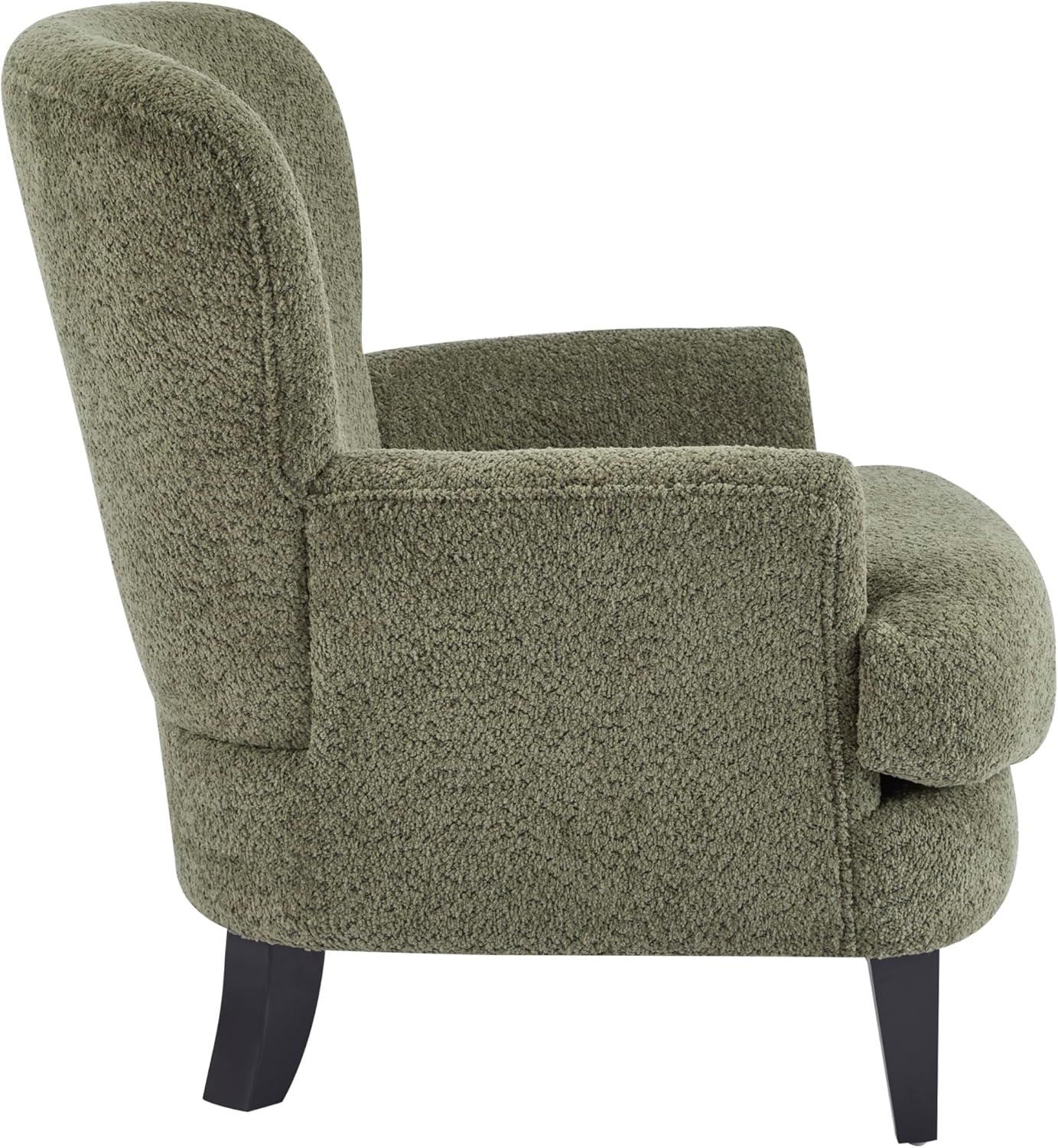 Christopher Knight Home Colby Boucle Upholstered Club Chair, Living Room Accent Chair, Wooden Frame, Flared Armrest, Plush Thick Cushion, Reading Lounge Chair, Space-Saving Furniture, Olive Green