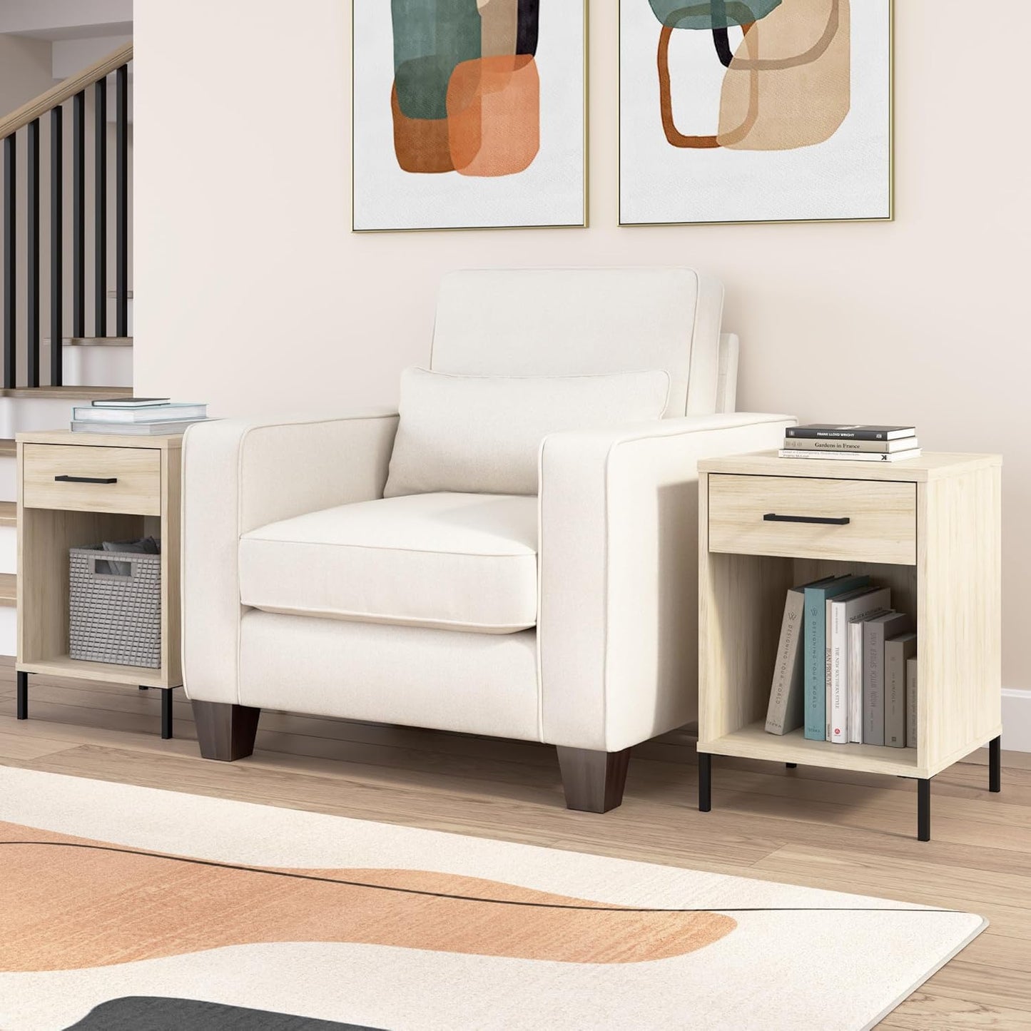 Bush Furniture Essence Small End Table with Drawer | Shelves, Home Organization, and Storage for Living Room, Bedroom, or Entryway