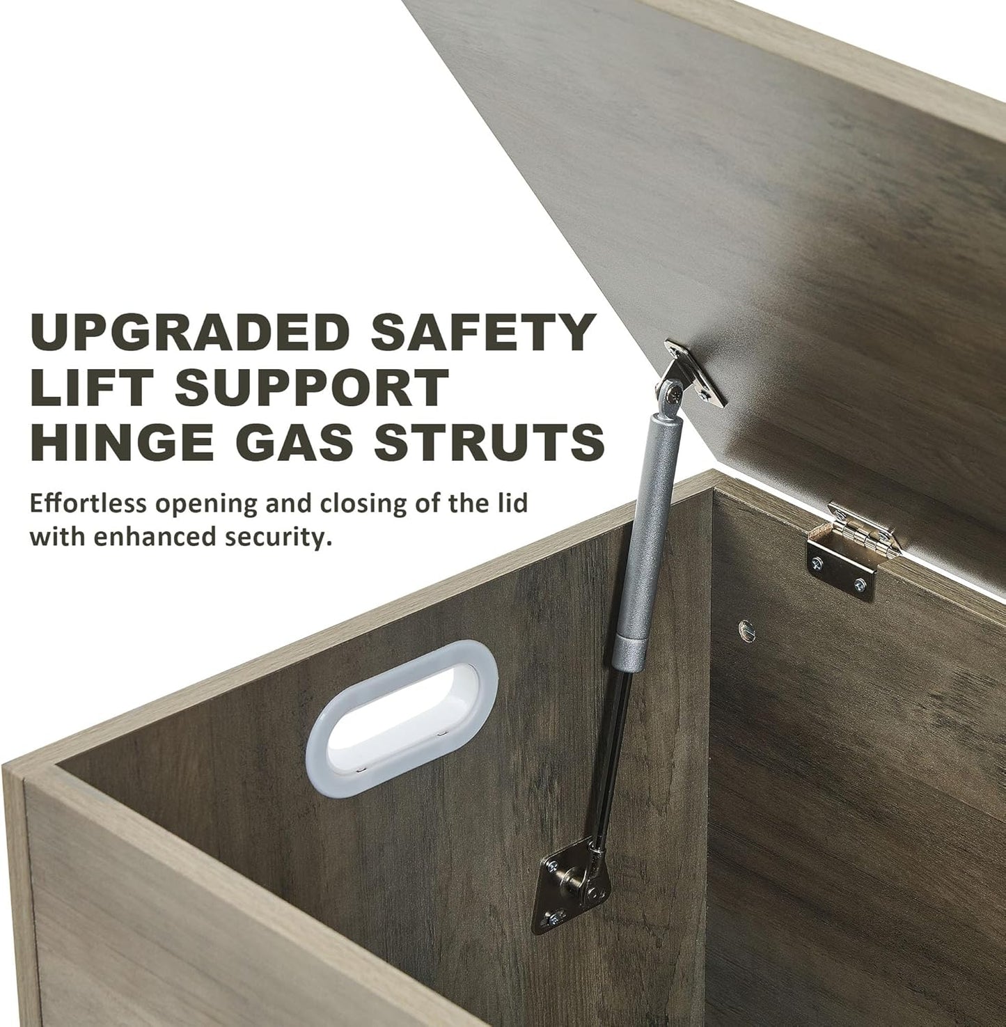 Storage Chest, 31.5" Retro Wooden Storage Bench, Entryway Storage Trunk, Supports 330 lb, Upgraded Safety Lift Support Hinge, Entryway Bench, U-Shaped Opening for Entryway Living Room, Grey