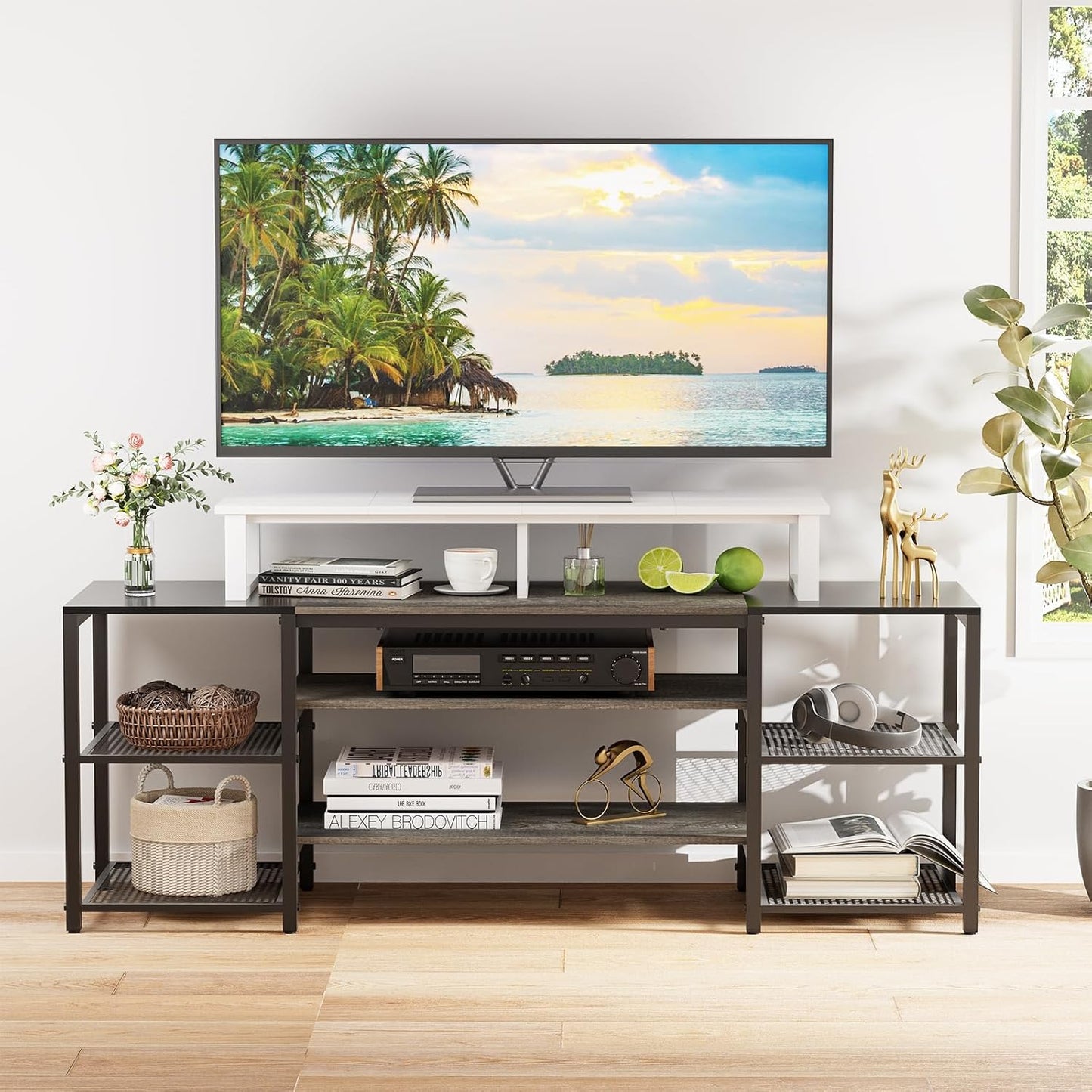 aboxoo 47" TV Riser for 32-60 inch TV, TV Riser Stand Shelf, Tabletop TV Stand Riser, Computer Monitor Table for Home Living Room, Study Office (White)