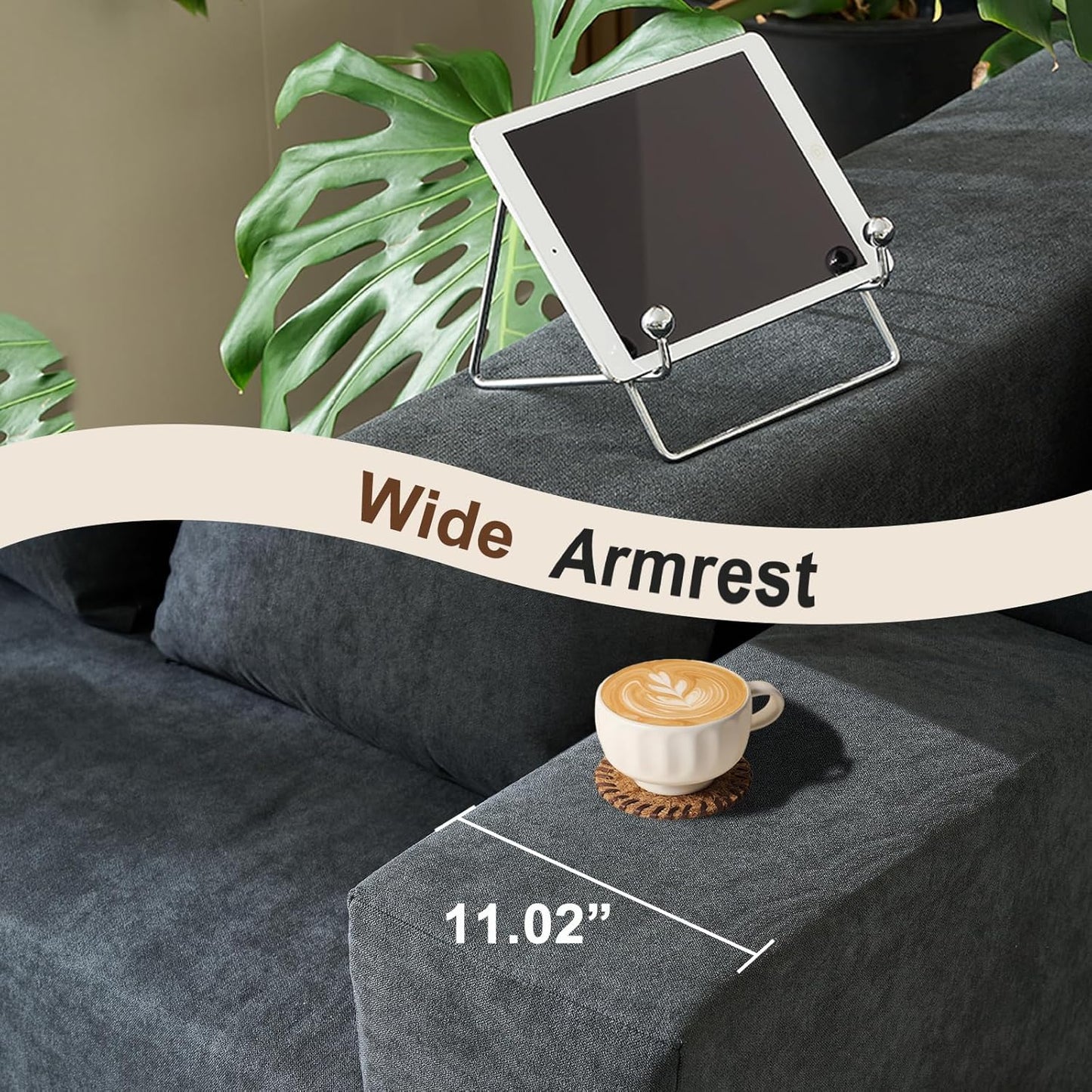 103" Cloud Sectional Sofa, Boneless L-Shape Couch with Chaise, Modern Minimalist Modular Couch for Living Room, Free Combination Deep Seat Corner, No Assembly Required, Dark Grey