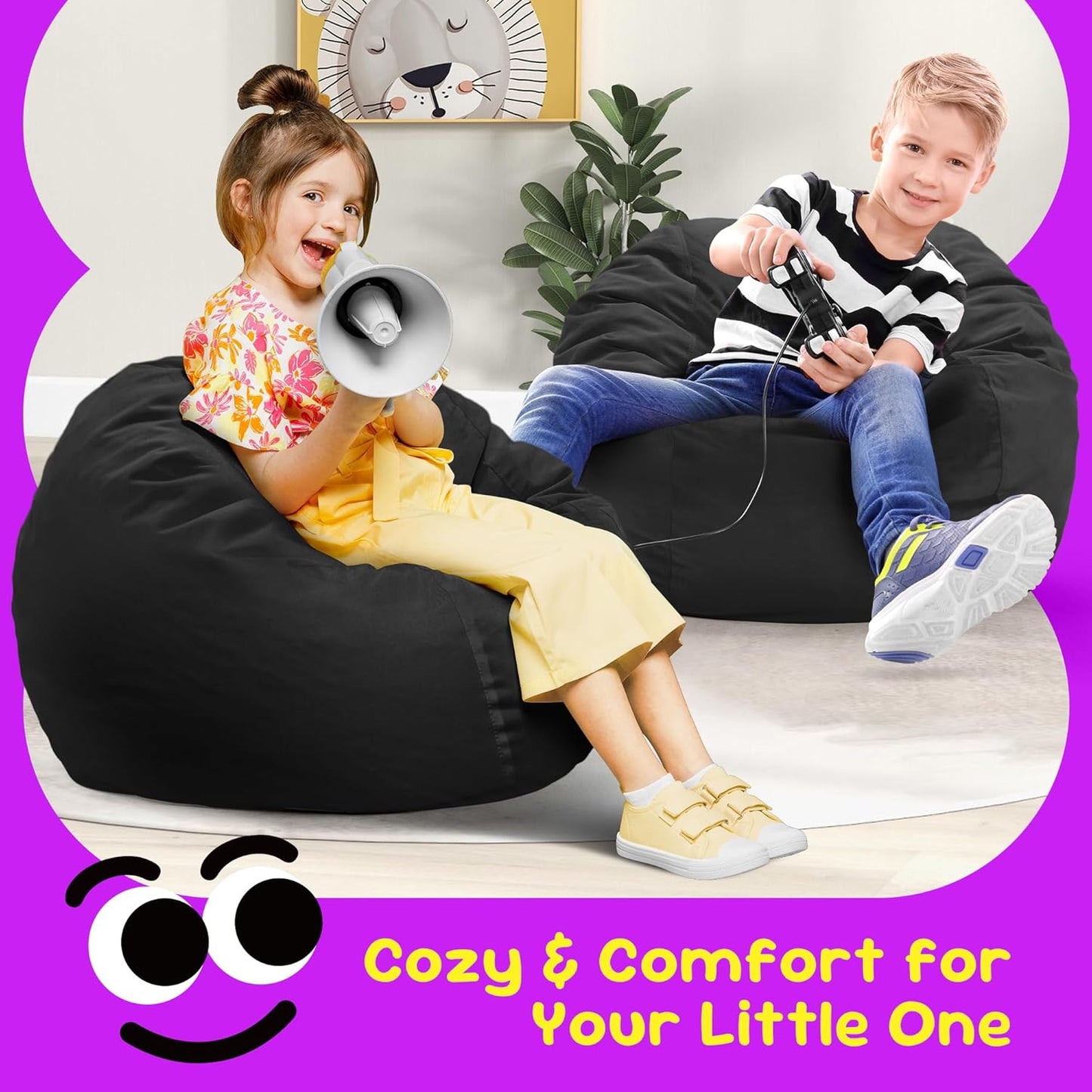 Hobestluk Bean Bag Chairs 2.5FT Bean Bag Chair with Memory Foam Filled & Machine Washable Cover,Beanbag Chair, Small Bean Bag Chairs for Playroom, Living Room, Bedroom