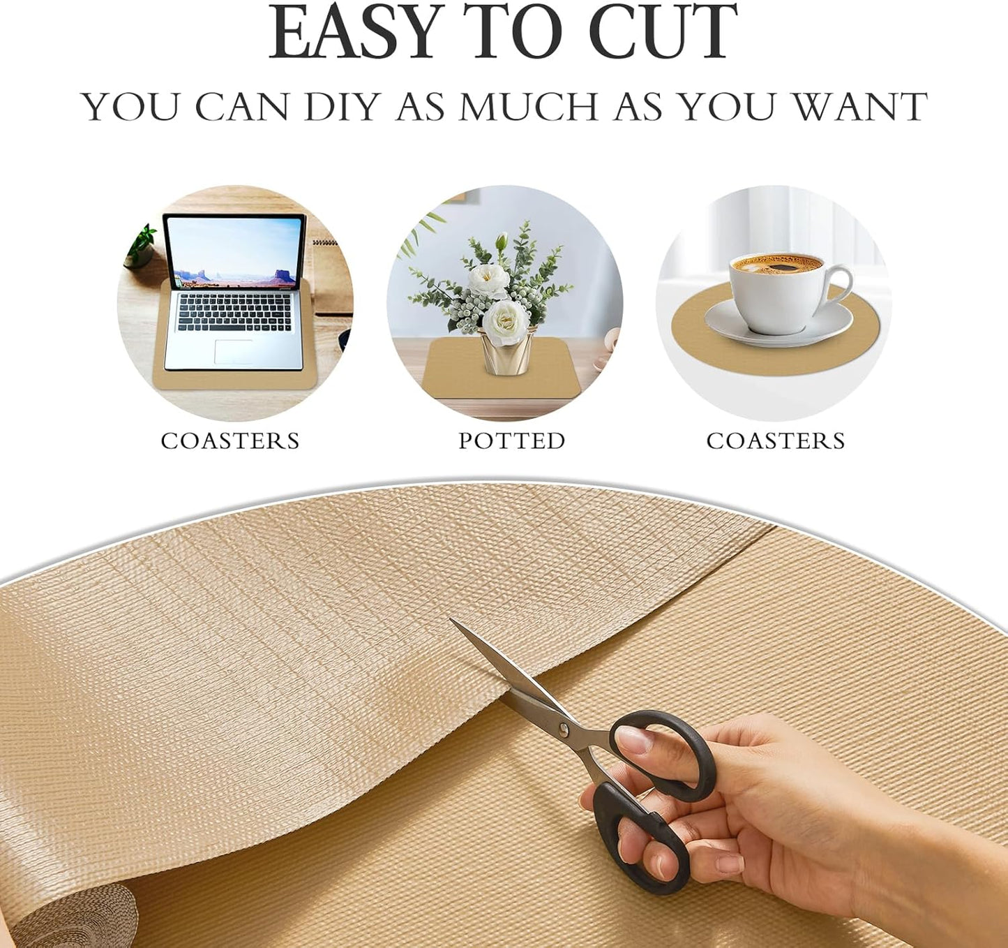 Beautysaid Shelf and Drawer Liner for Kitchen Cabinet, Non Adhesive Non Slip Shelf Paper Waterproof Washable Thickened for Dresser Pantry Shelve Bathroom Protector Liner(Beige,12 in x 20FT)