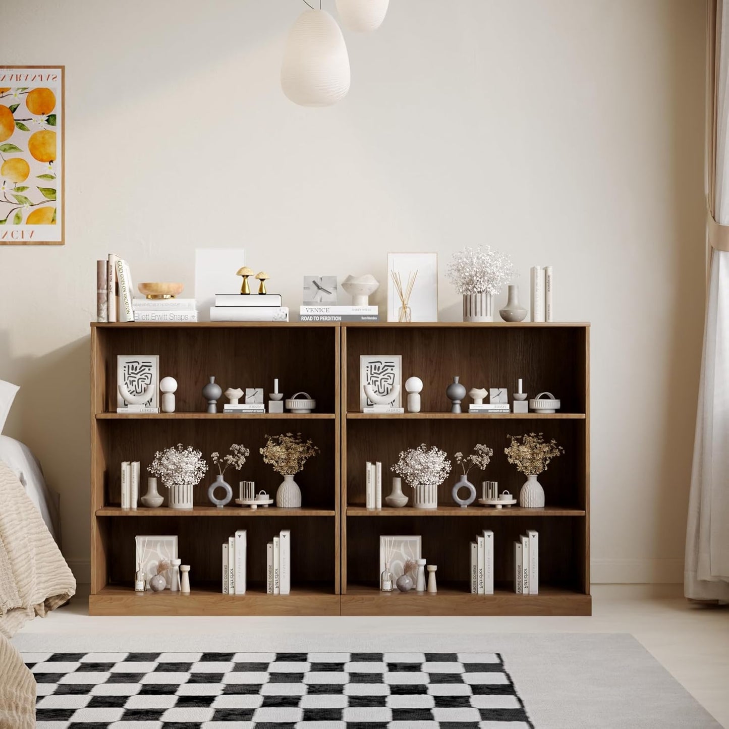 36" Wooden Book Shelf, 2 Shelf Bookcase, Modern Bookshelf with Adjustable Shelf for Home Office, Study Room, Oak