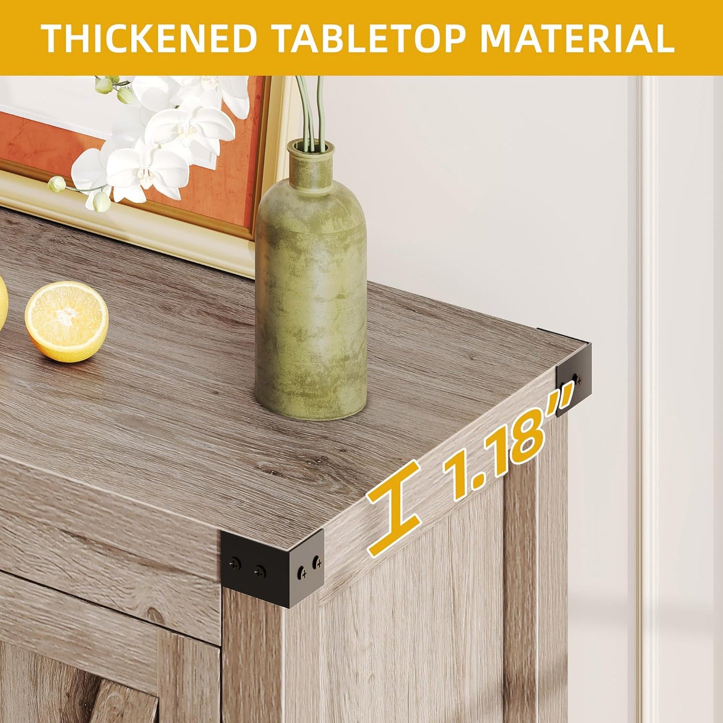 DWVO 55'' Sideboard Buffet Cabinet with Storage, Farmhouse Kitchen Storage Cabinet with Doors, Large Coffee Bar Cabinets with Adjustable Shelves for Kitchen, Living Room, Grey