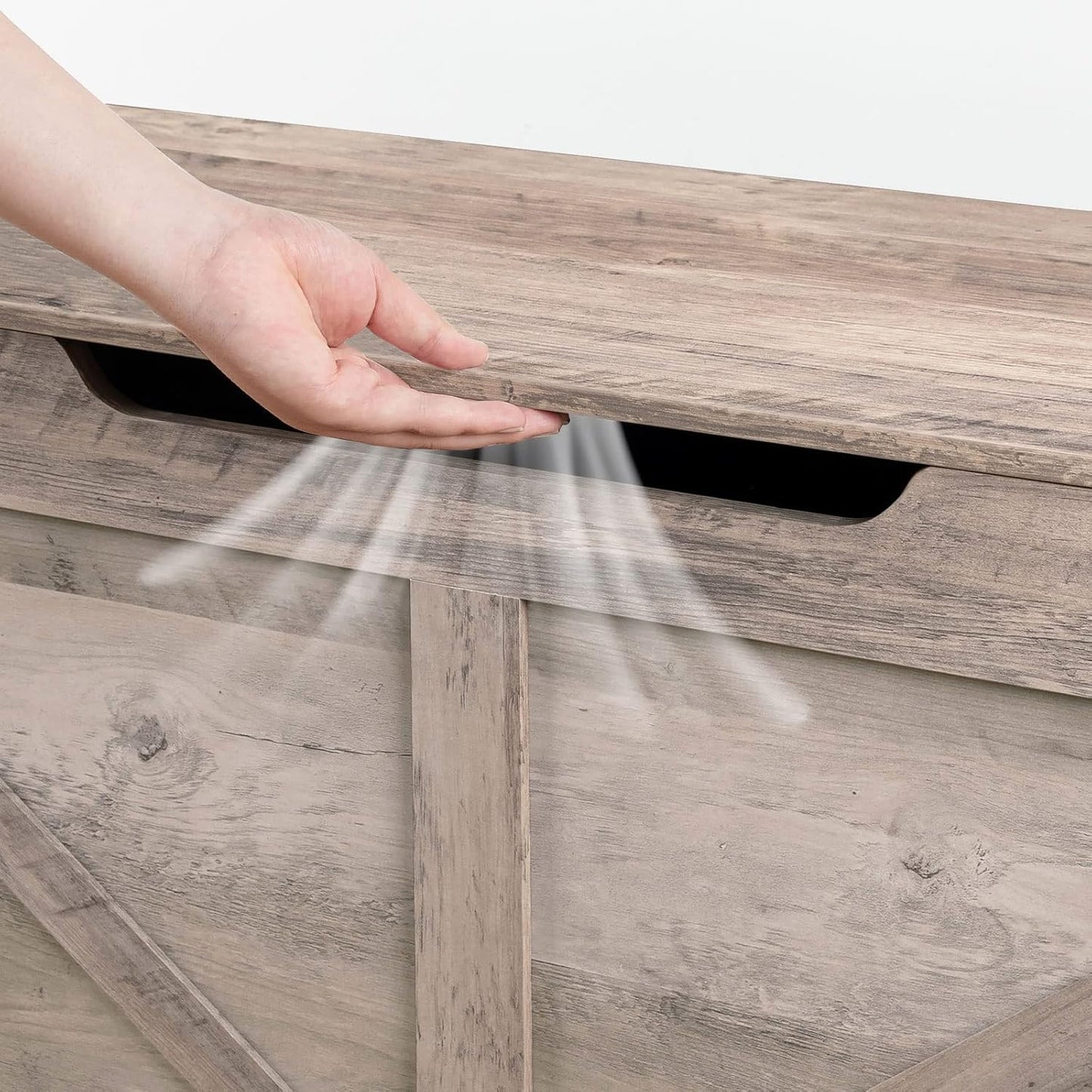 HOOBRO Storage Chest, 39.3" Toy Chest with Drawer, Wooden Storage Bench, Sturdy Entryway Bench Supports 220 lb, Safety Hinge, U-Shaped Opening, Easy Assembly, Greige BG710CW01G1