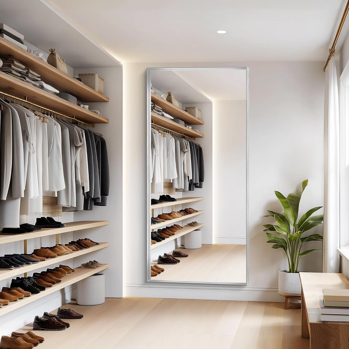 Silver Bathroom Mirror, 72x36 Inch Rectangular Framed Mirror, Large Wall Mounted Bathroom Vanity Mirror Over Sink for Bedroom,Restroom, Living Room, Hangs Vertically or Horizontally