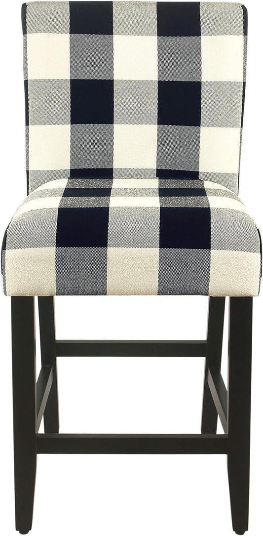 'HomePop by Kinfine Fabric Upholstered Counter Height Barstool - 24-inch, Black and Cream Geometric