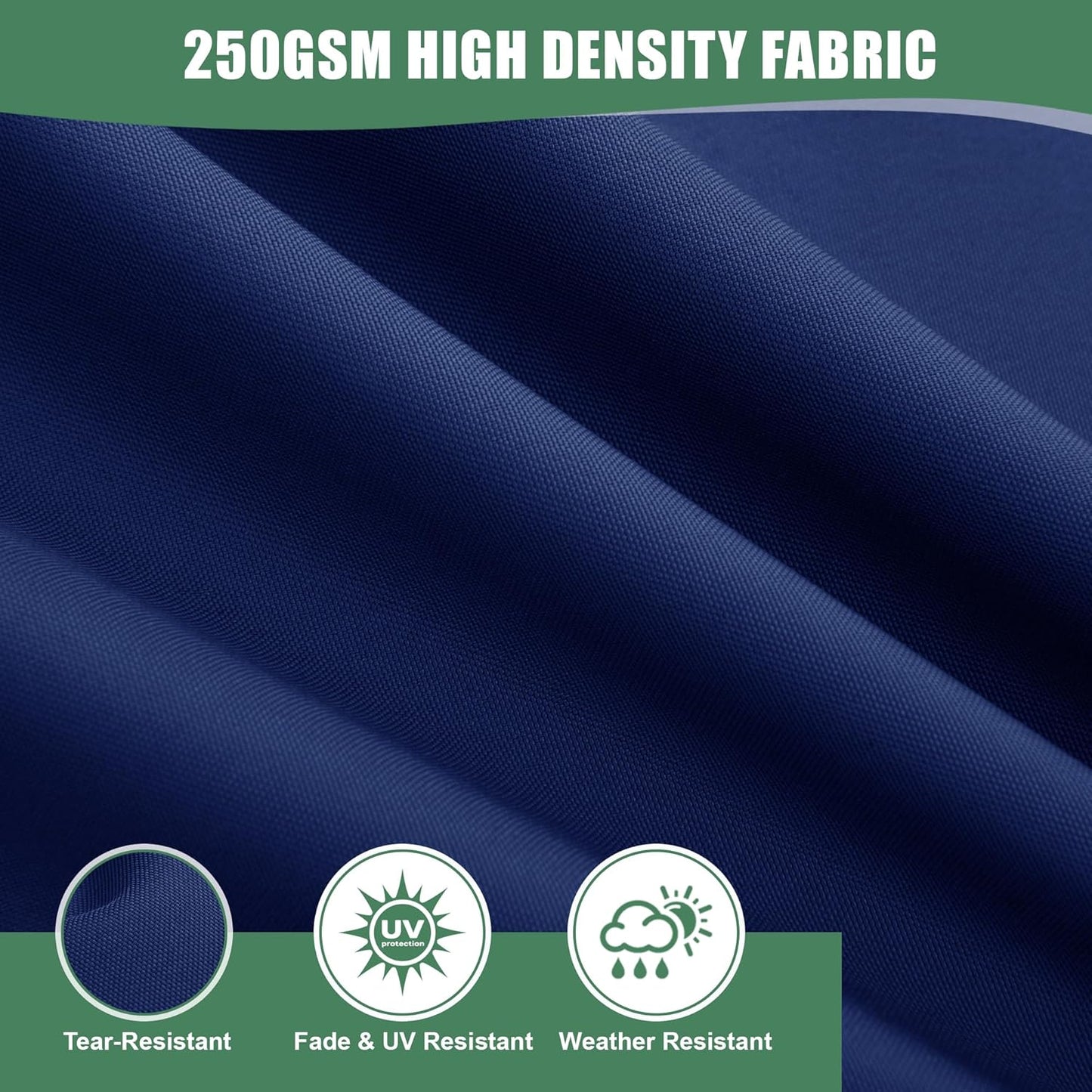 Chaise Lounge Cushions Outdoor Set of 2 - Waterproof and Fade Resistant Sun Lounger Replacement Cushions - Patio Lounger Pads with Removable Cover for Pool, Deck, 80 x 26 x 3 Inch, Navy