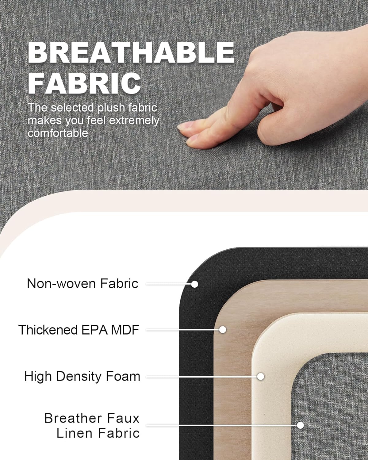 B FSOBEIIALEO Storage Ottoman with Tray, Linen Coffee Table Folding Long Shoes Bench Footstool, Dark Grey 30"x15.74"x15"