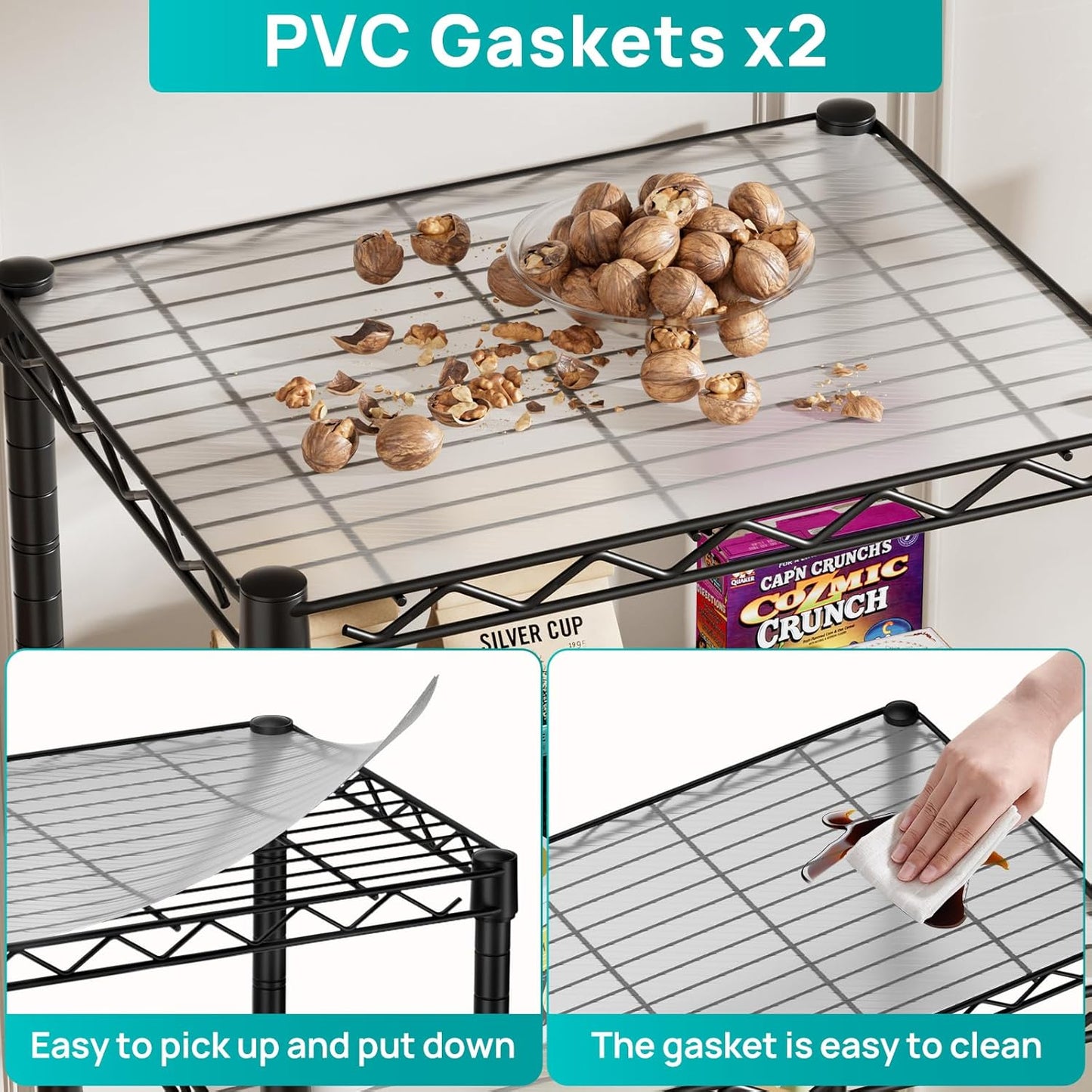 SINGAYE 4 Small Shelves Storage Shelf Wire Shelving Unit Metal Shelf Adjustable Organizers Storage Shelving with Wheels for Bathroom Laundry Room Kitchen Pantry11.5”D x 17.3”W x 44.5”H Black