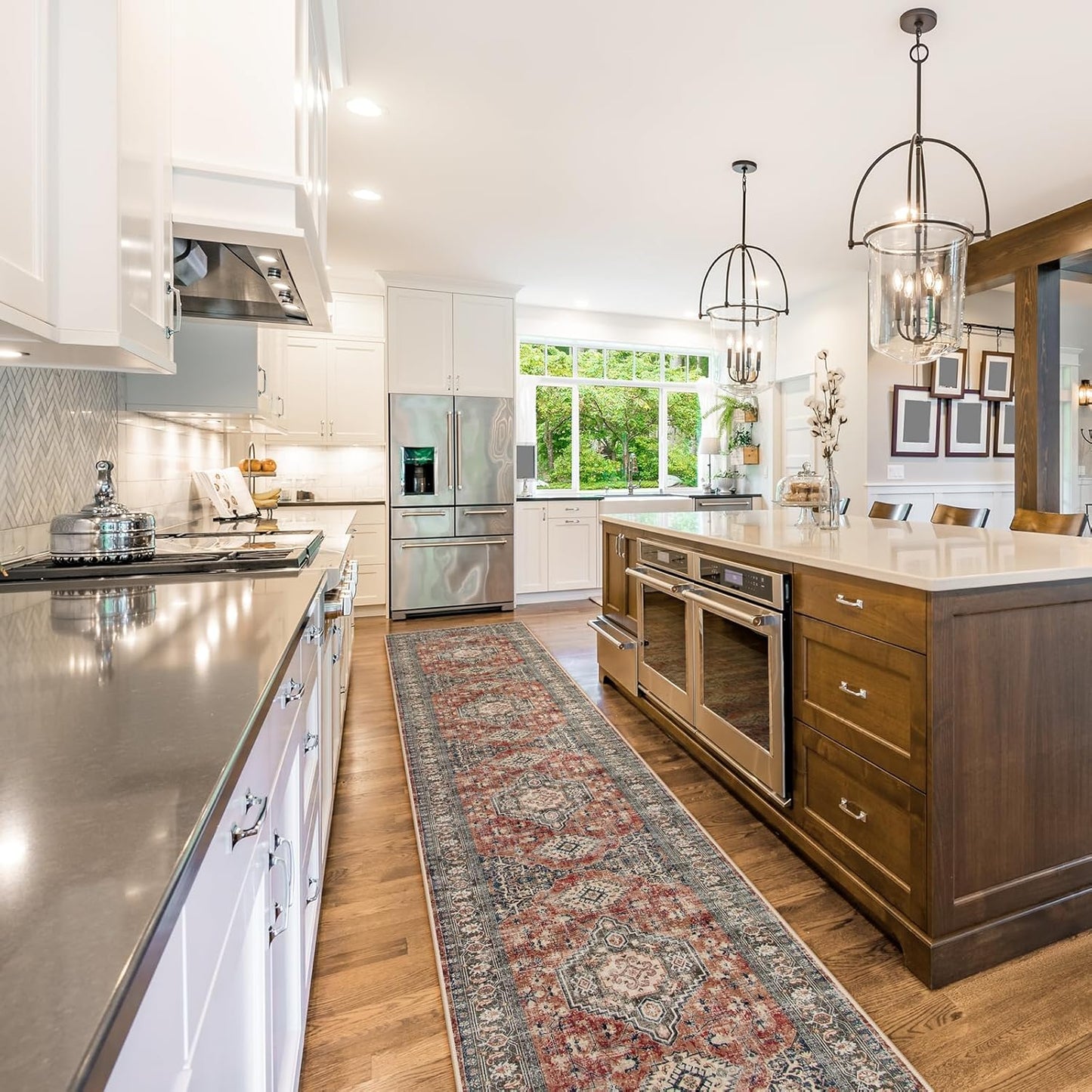 Lahome Oriental Hallway Runner Rug, 2.5x12 Washable Runners for Hallways Kitchen, Soft Distressed Non Shedding Long Carpet for Entryway Laundry Room, Brick Red