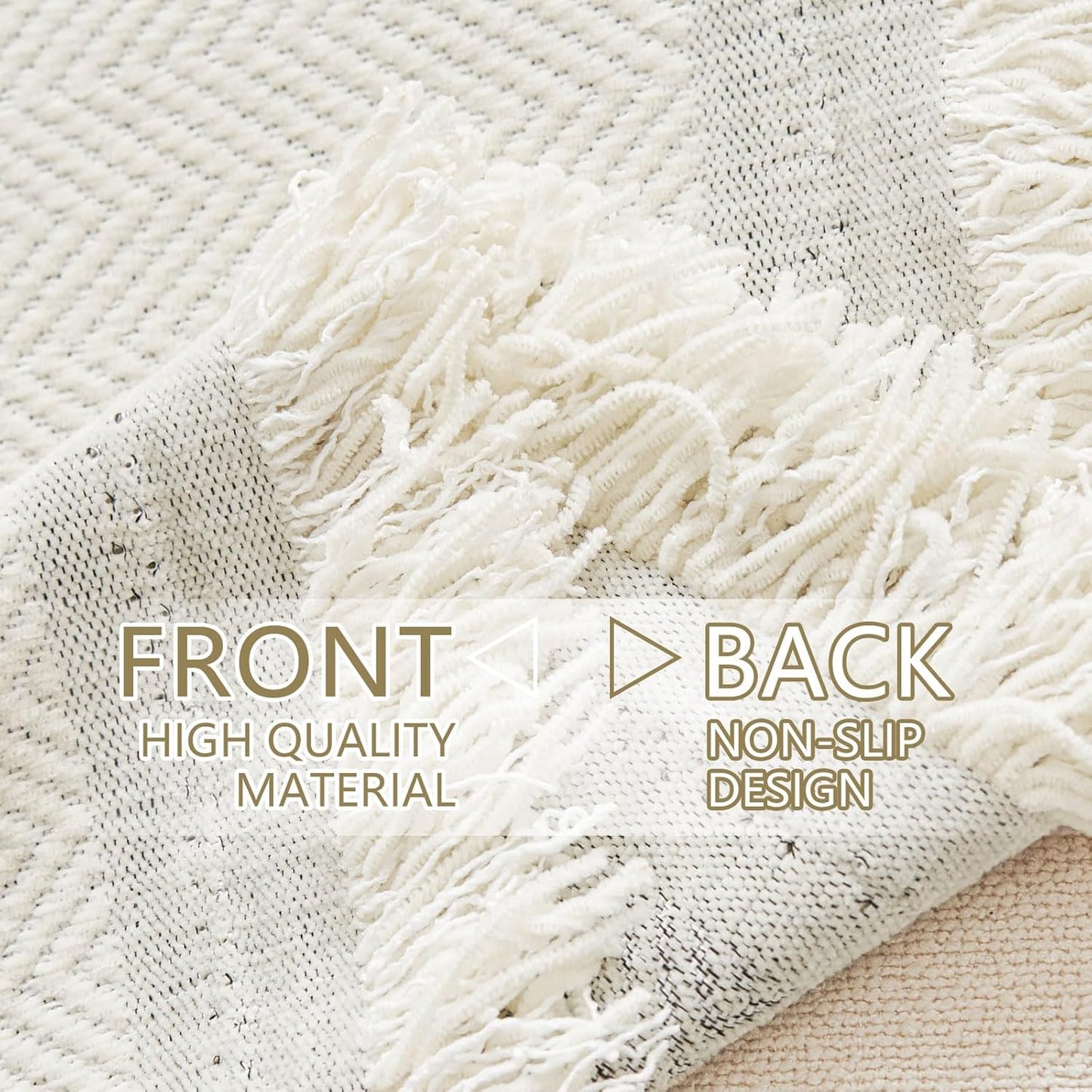 hyha Couch Cover for Dogs, Boho Sofa Covers for 3 Cushion Couch Washable, Chenille Sofa Slipcover for Pets, Soft Loveseat Sectional Couch Throw Blankets with Tassels (Beige, 88.5x150 Inch)