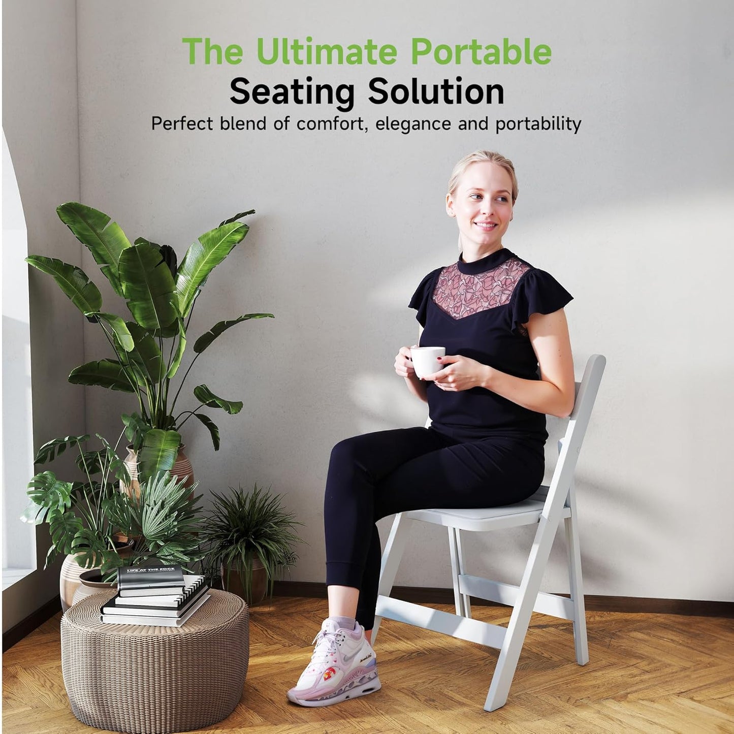 Real Relax White Resin Folding Chairs with Cushion - Comfortable Foldable Plastic Chair - Stackable Chairs with Padded Seats - Indoor/Outdoor Chairs for Events, 600lbs Capacity(60 Pack)