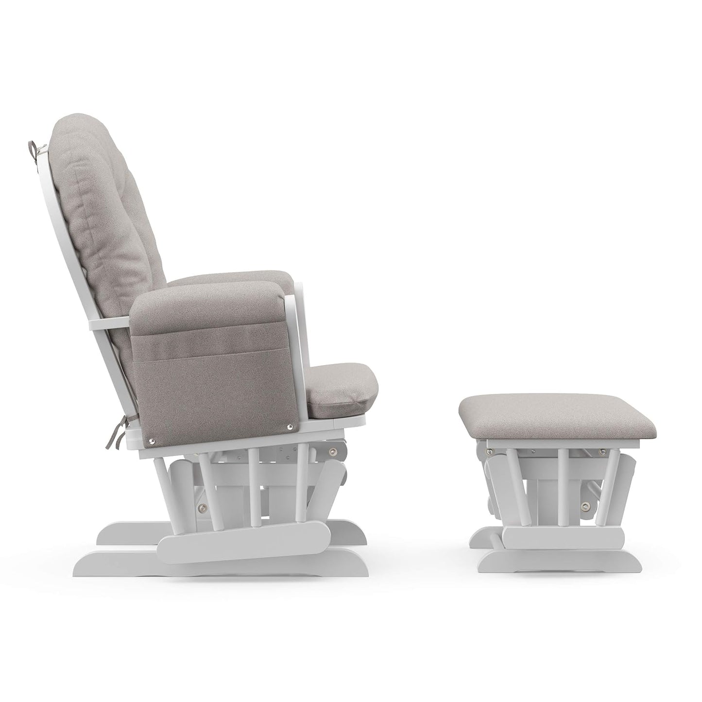 Storkcraft Premium Hoop Glider & Ottoman (White/Taupe Swirl) — GREENGUARD Gold Certified Nursery Glider, Solid Wood Craftsmanship, Smooth-Gliding Nursery Chair and Ottoman, Award-Winning