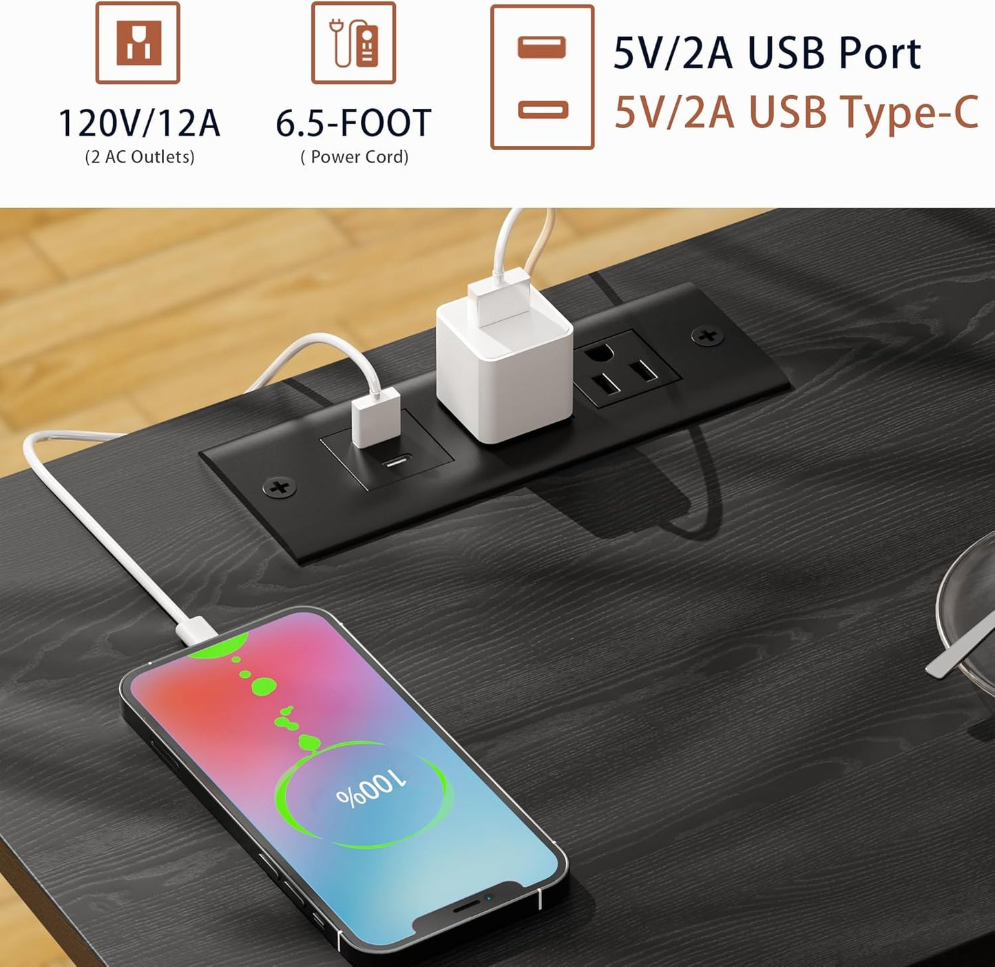 Nightstands Set of 2 with Charging Station and Drawer, End Table Bedside Table with 20 Colors LED Light Strip and 2 Layers Shelf for Bedroom Living Room Sofa Couch (Black)