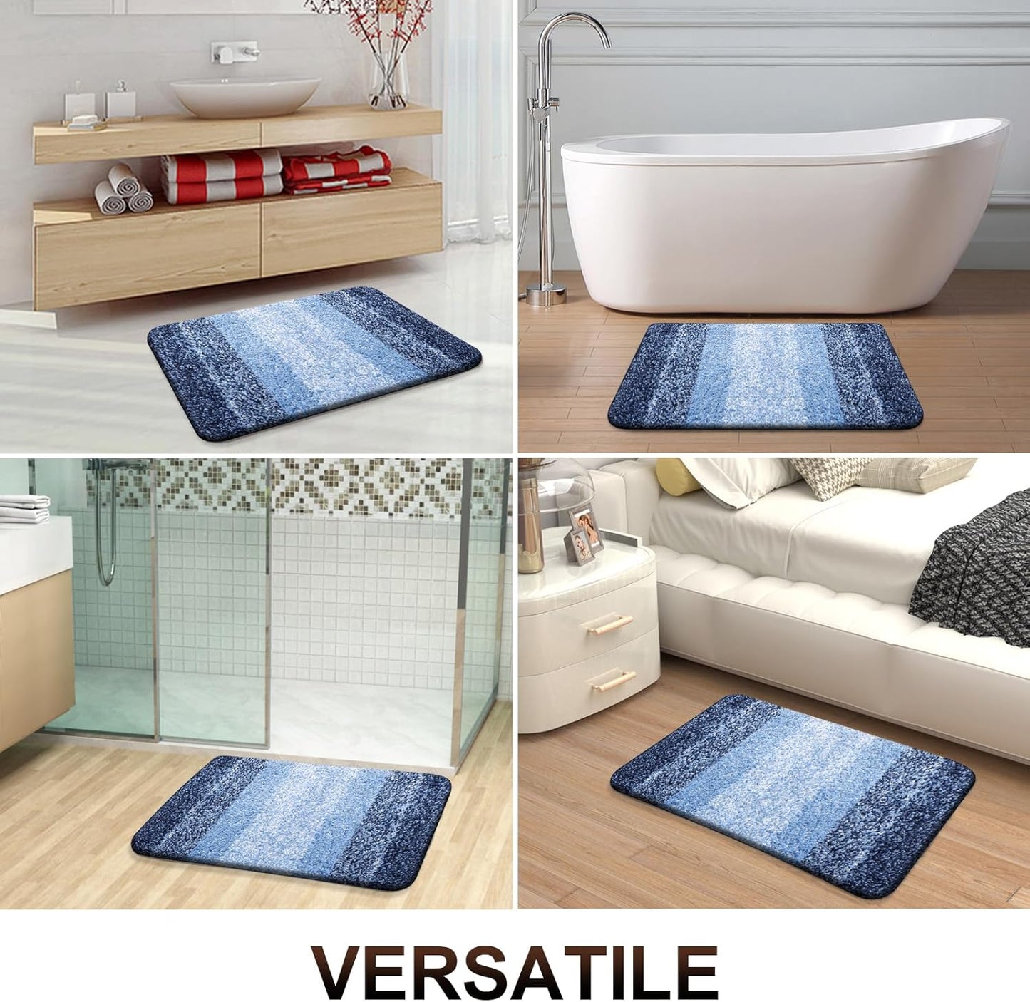 OLANLY Bathroom Runner Rugs 47x20, Extra Soft Absorbent Microfiber Bath Rugs, Rubber Backing, Quick Dry, Machine Washable Bath Mats for Bathroom Floor, Tub and Shower, Home Decor Accessories, Navy